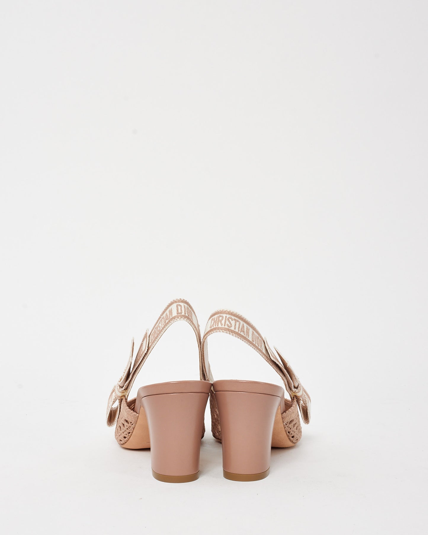 Dior Blush Beige Dior & Moi Mesh Block Heel Slingback Pumps - 38