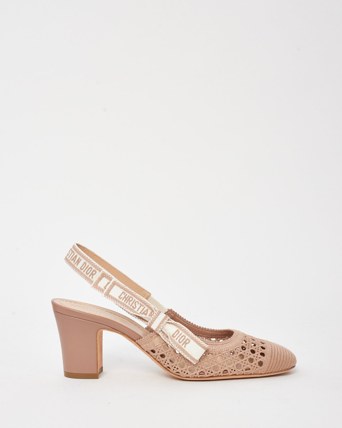 Dior Blush Beige Dior & Moi Mesh Block Heel Slingback Pumps - 38