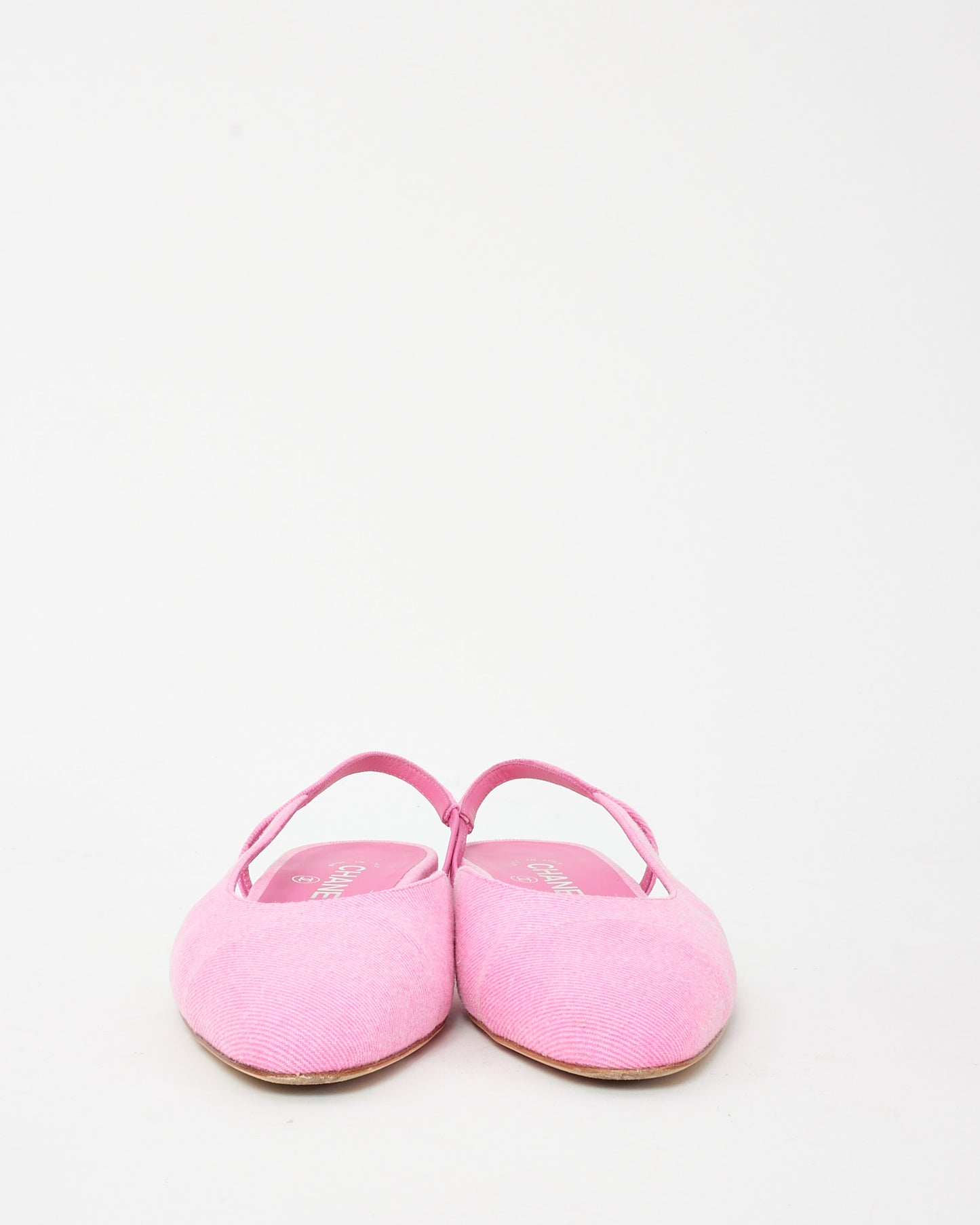 Chanel Pink Denim 2021 CC Logo Slingback Flats - 39