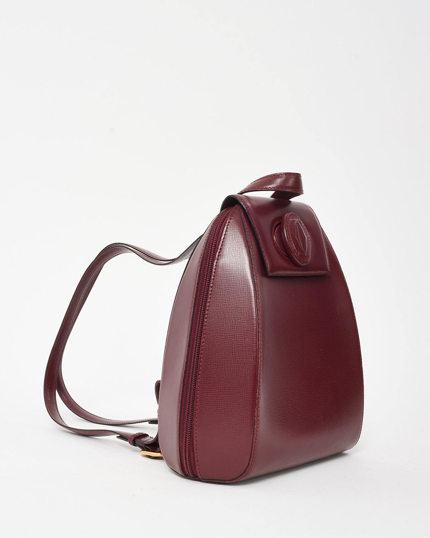 Cartier Vintage Burgundy Leather Must De Cartier Turn Lock Backpack