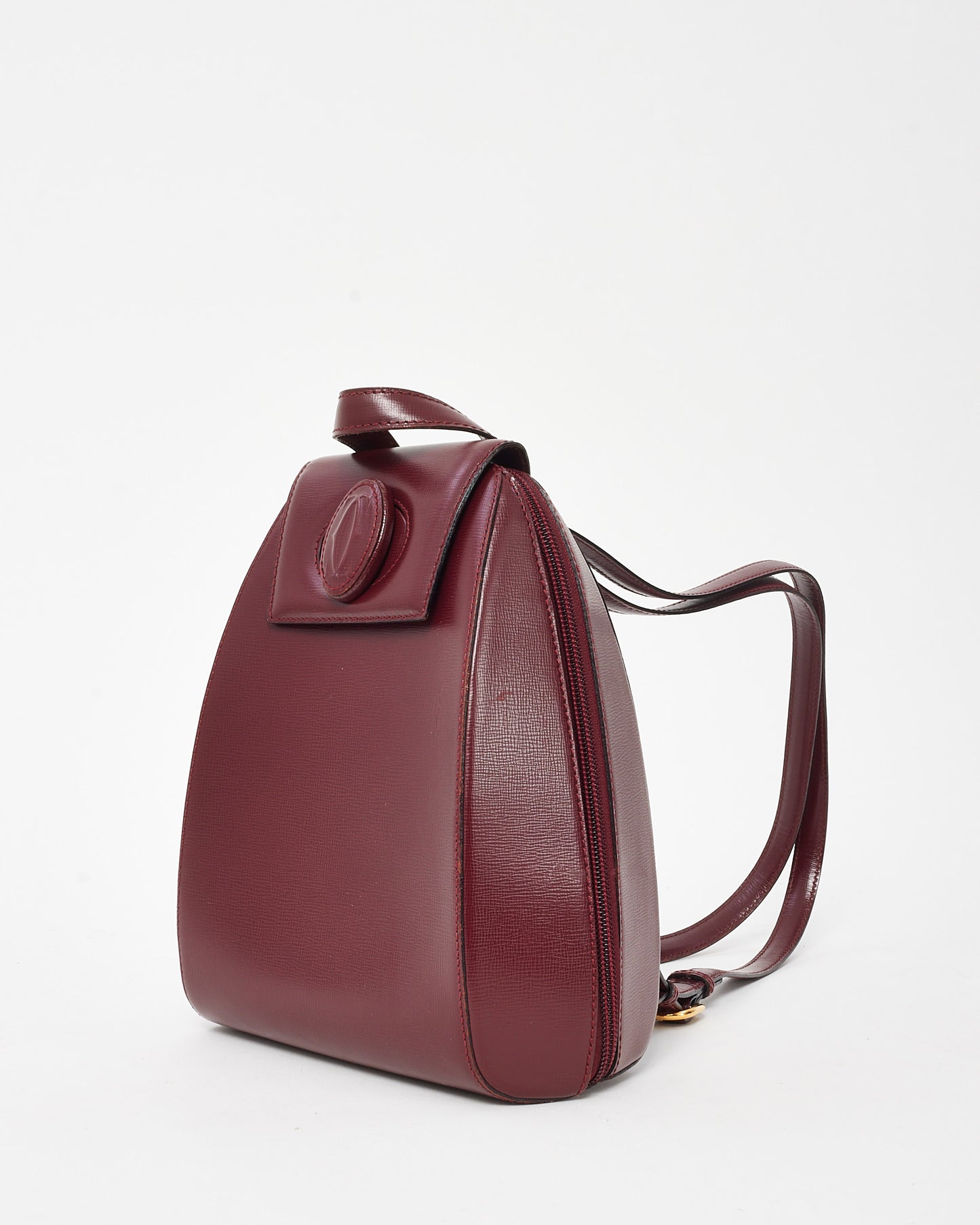 Cartier Vintage Burgundy Leather Must De Cartier Turn Lock Backpack