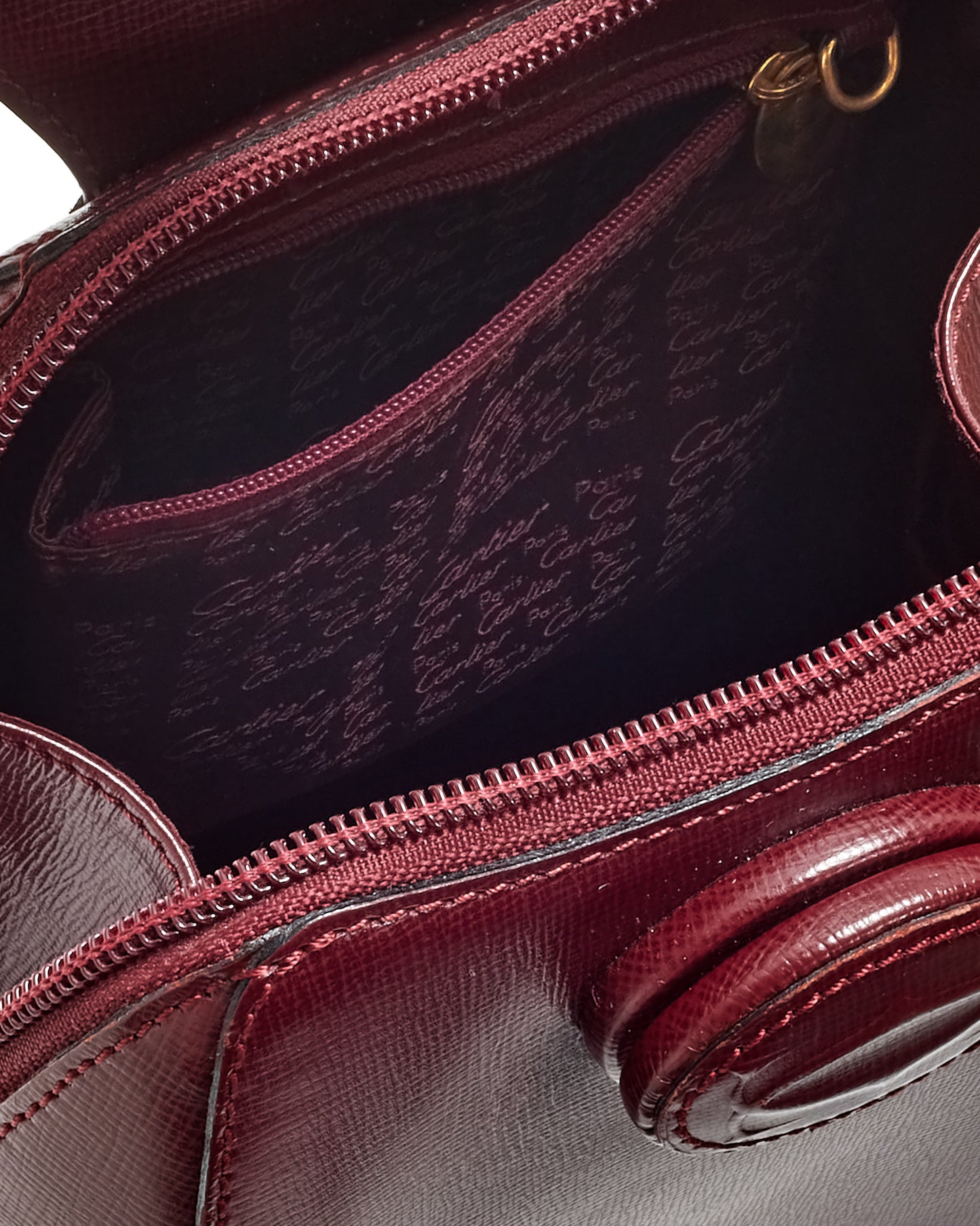 Cartier Vintage Burgundy Leather Must De Cartier Turn Lock Backpack