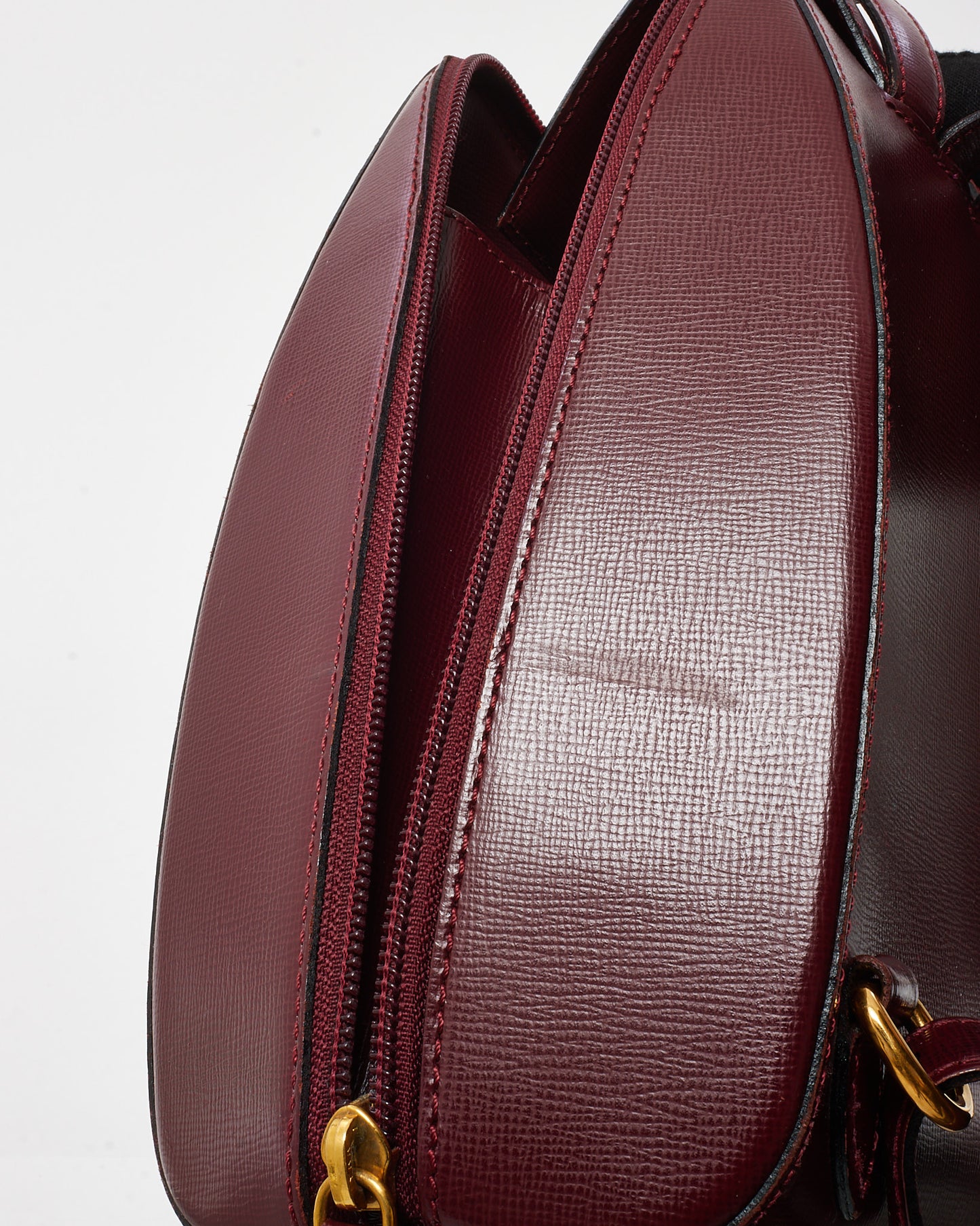 Cartier Vintage Burgundy Leather Must De Cartier Turn Lock Backpack