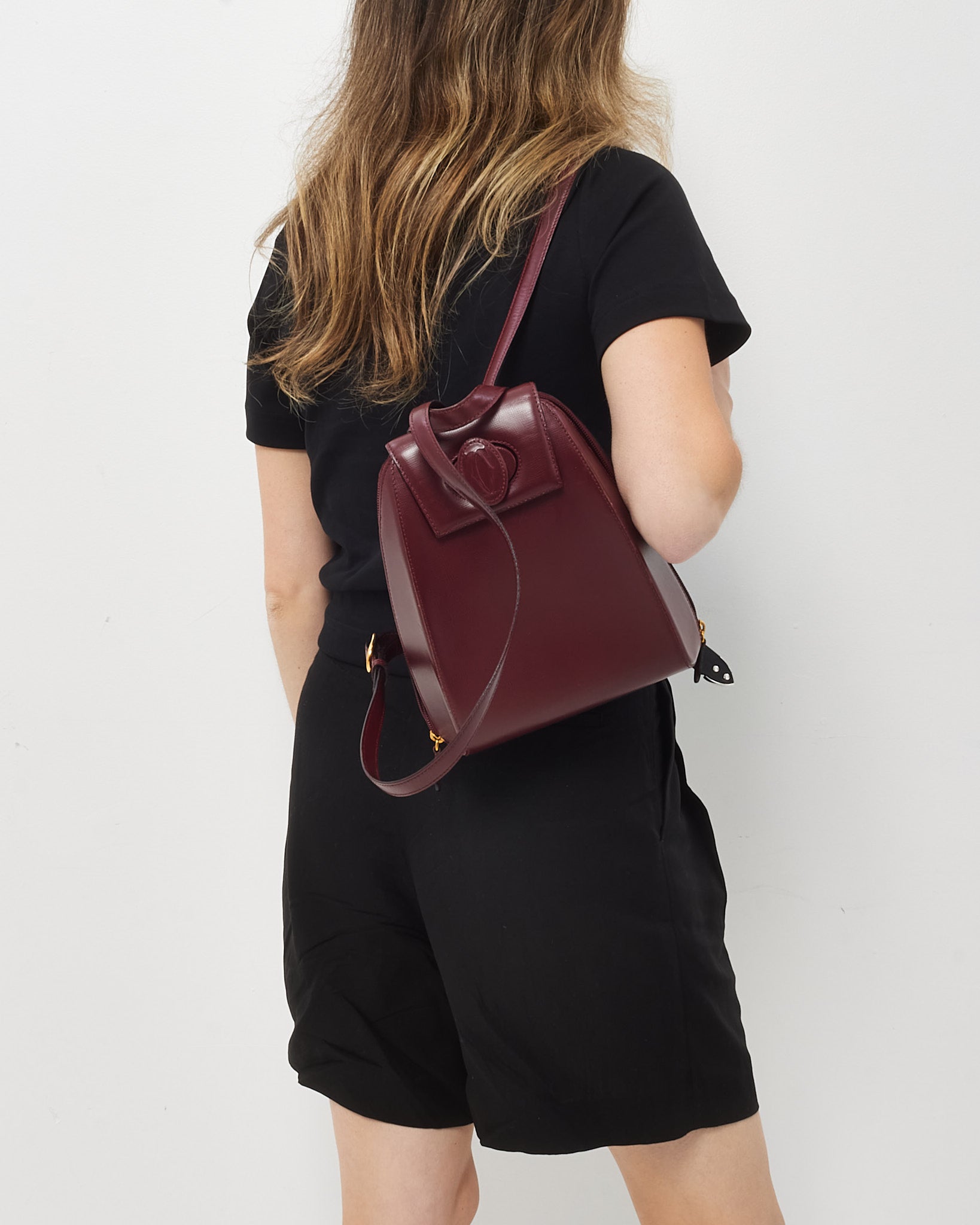 Buy Cartier Vintage Burgundy Leather Must De Cartier Turn Lock