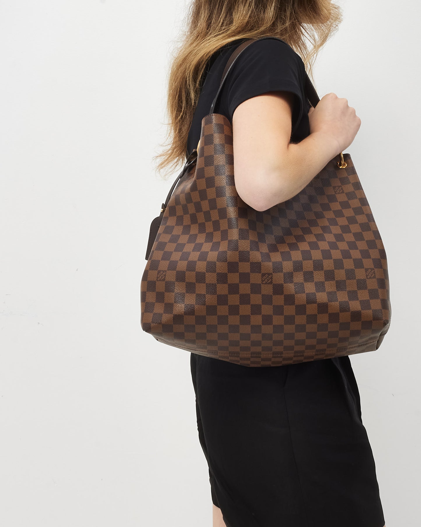 Louis Vuitton Damier Ebene Coated Canvas Graceful MM Hobo Shoulder Bag