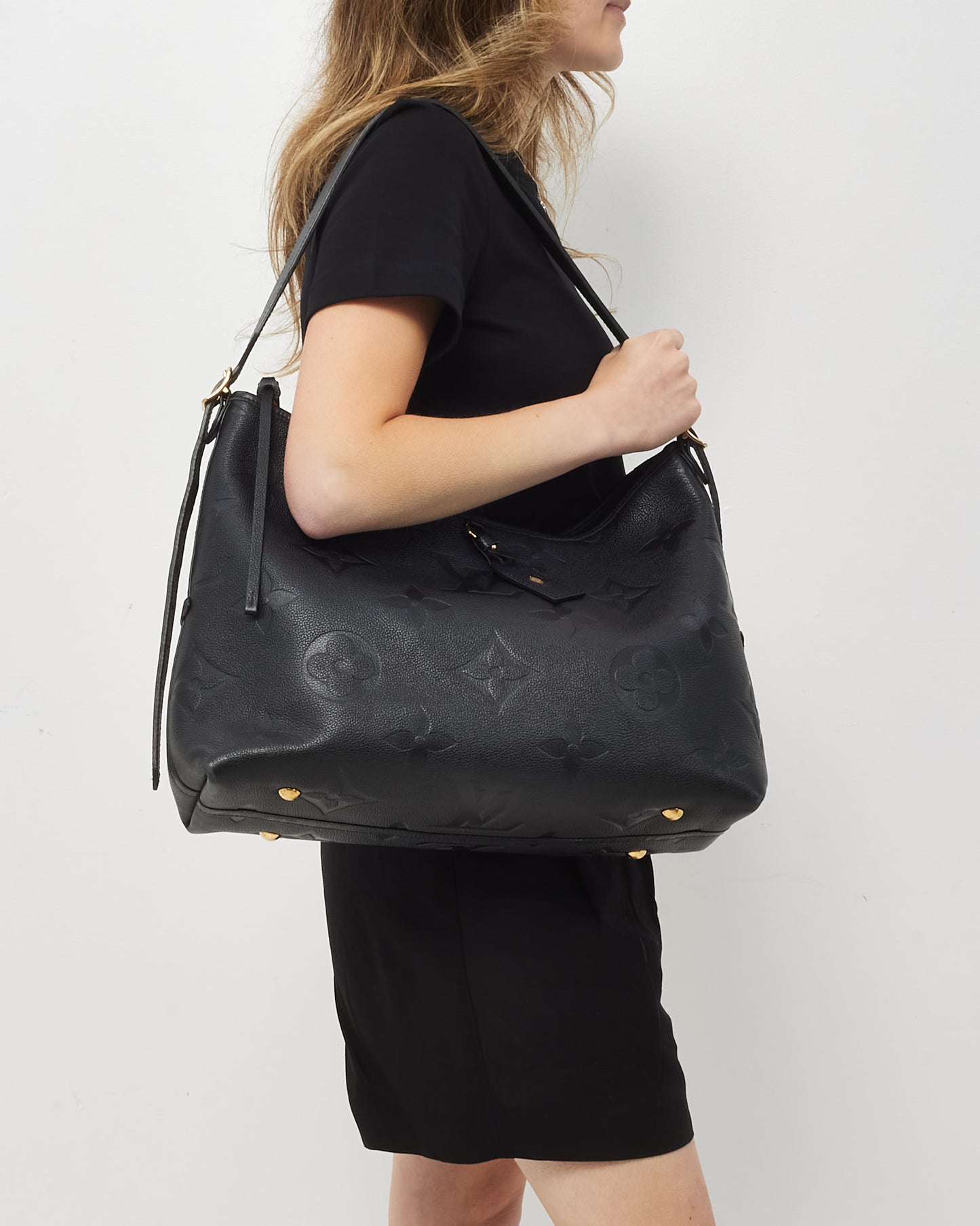 Louis Vuitton Black Monogram Empreinte Leather CarryAll MM Bag