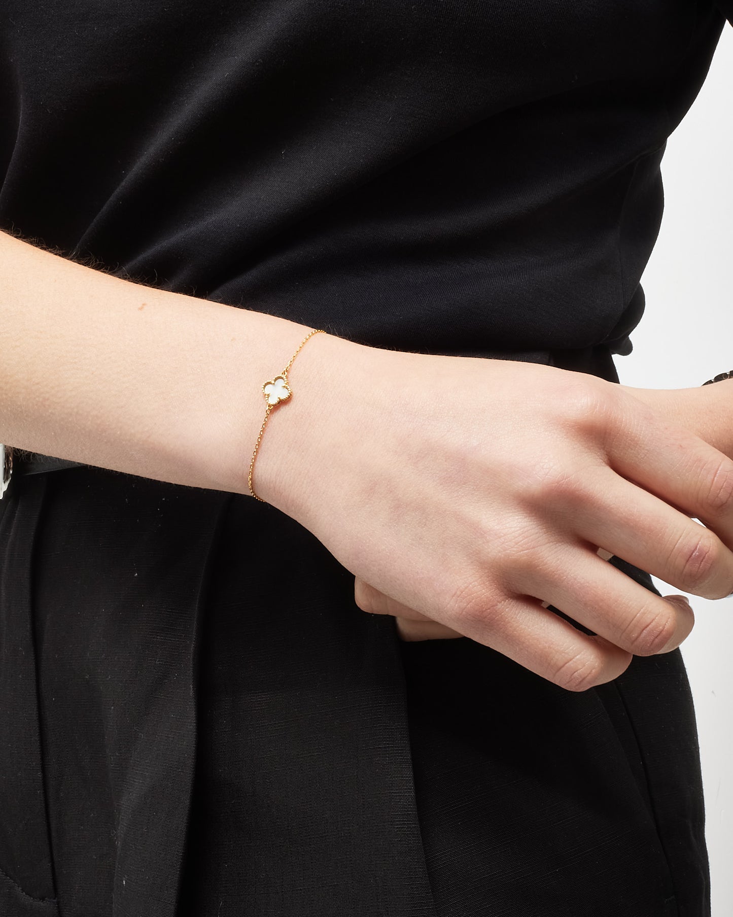 Van Cleef & Arpels 18K Yellow Gold & Mother-of-Pearl Sweet Alhambra Bracelet