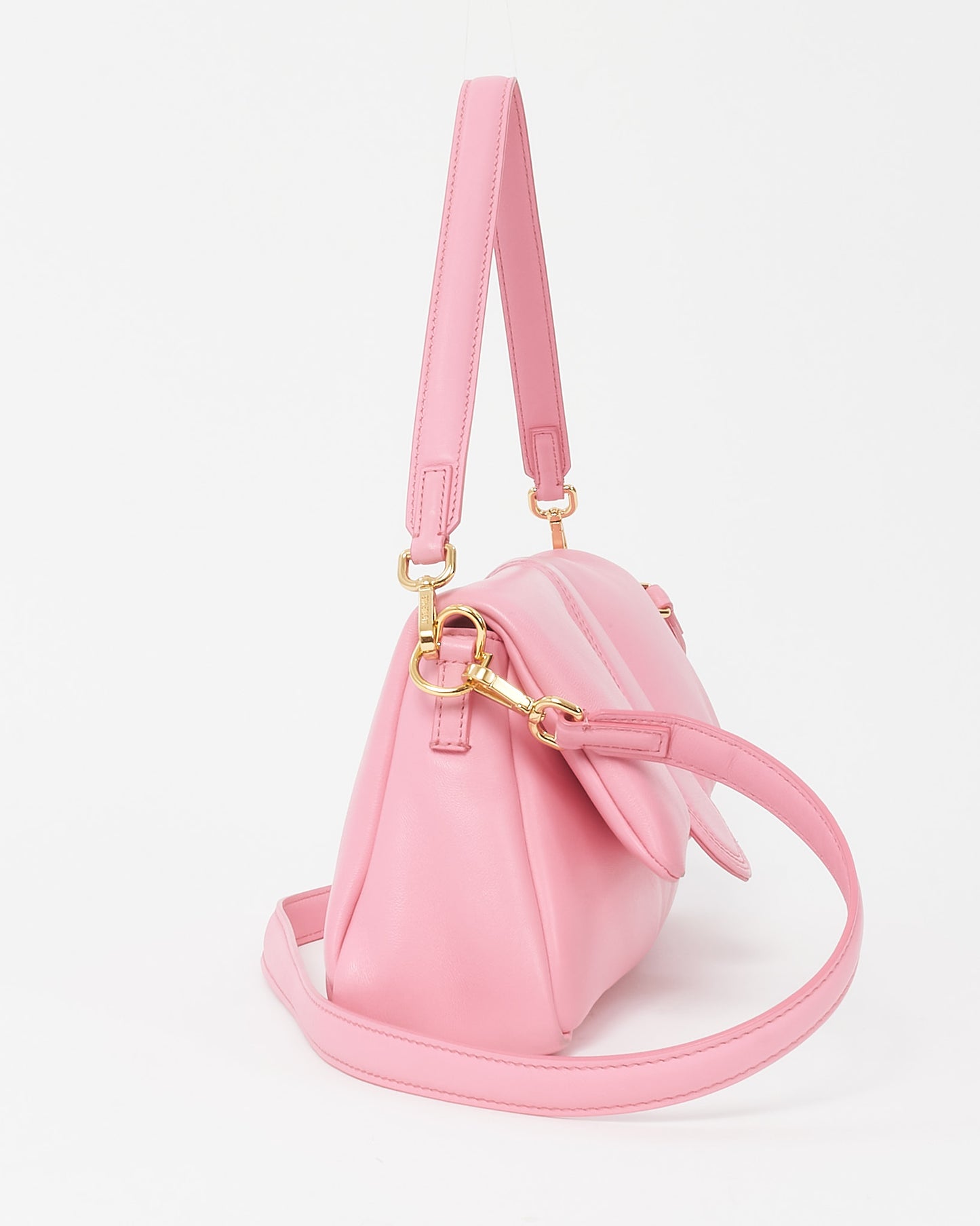 Jacquemus Pink Leather Le Bambimou Padded Shoulder Bag with Strap