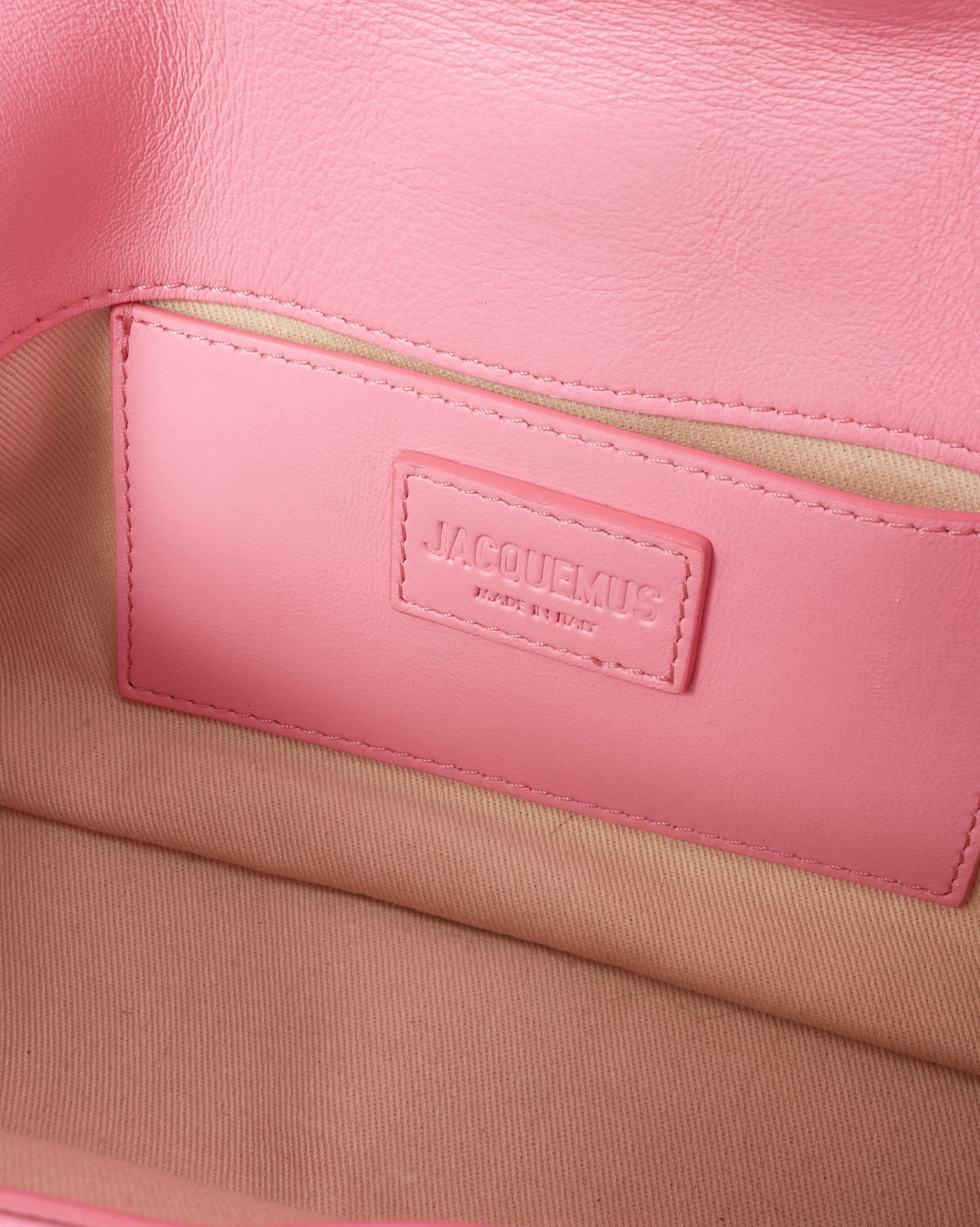 Jacquemus Pink Leather Le Bambimou Padded Shoulder Bag with Strap