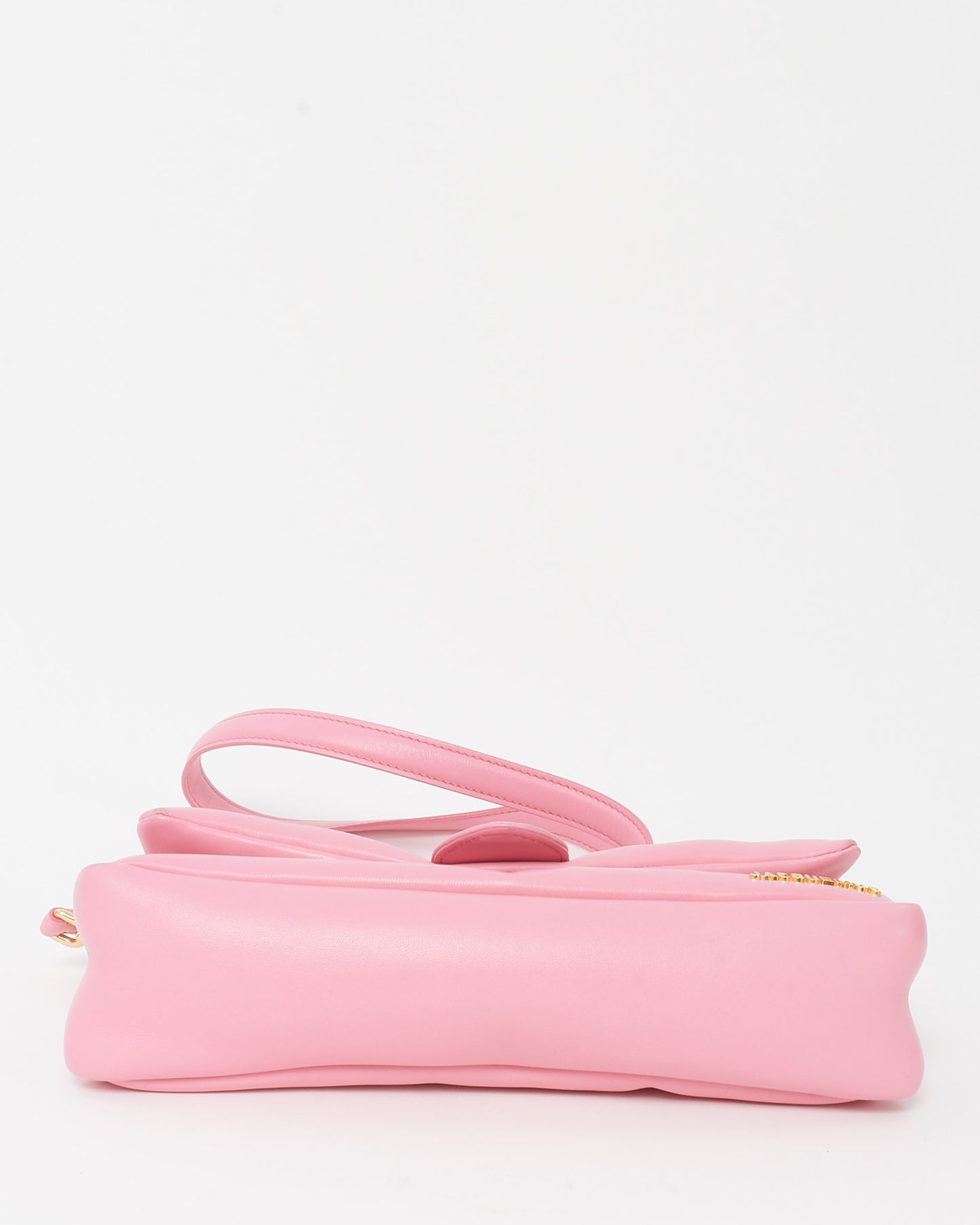 Jacquemus Pink Leather Le Bambimou Padded Shoulder Bag with Strap