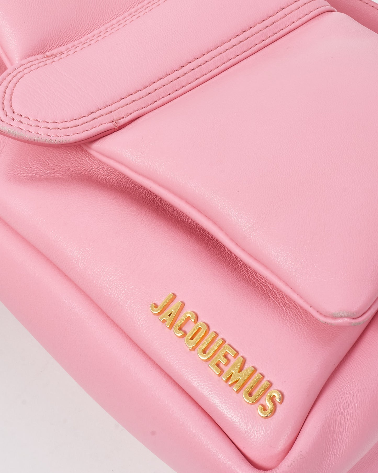 Jacquemus Pink Leather Le Bambimou Padded Shoulder Bag with Strap