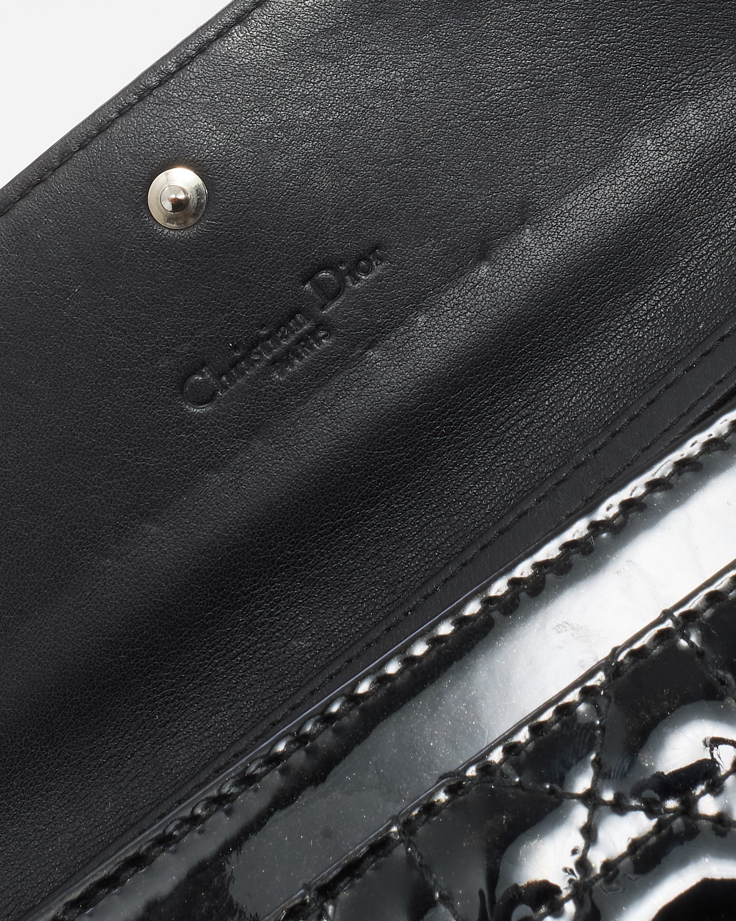 Dior Black Cannage Patent Leather Lady Dior Pouch WOC Crossbody Bag SHW