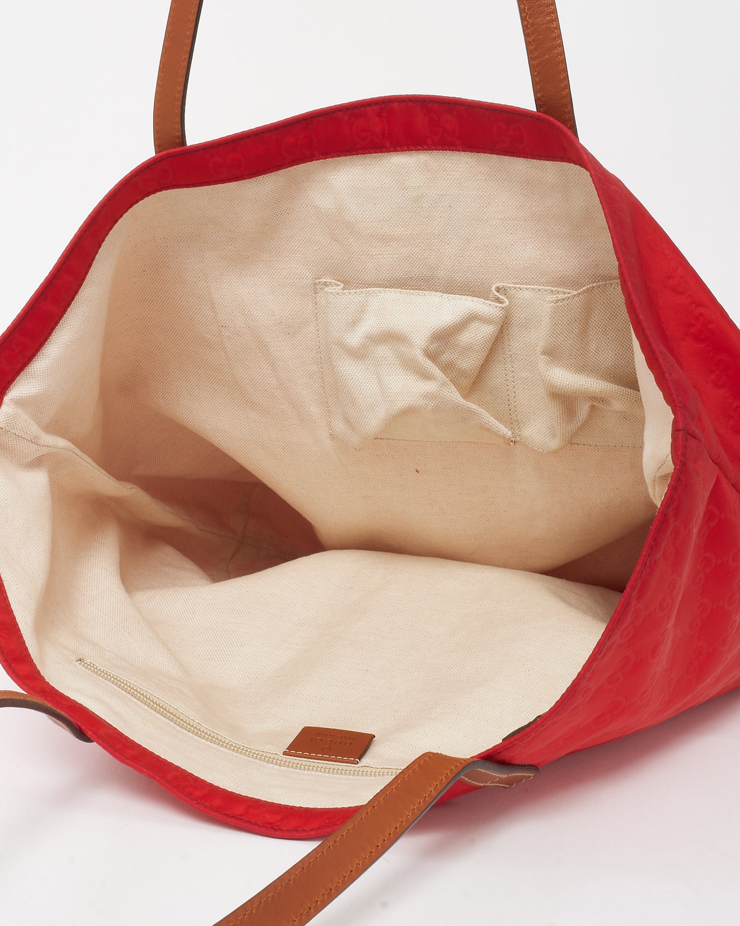 Gucci Red Monogram GG Nylon Large Tote Bag