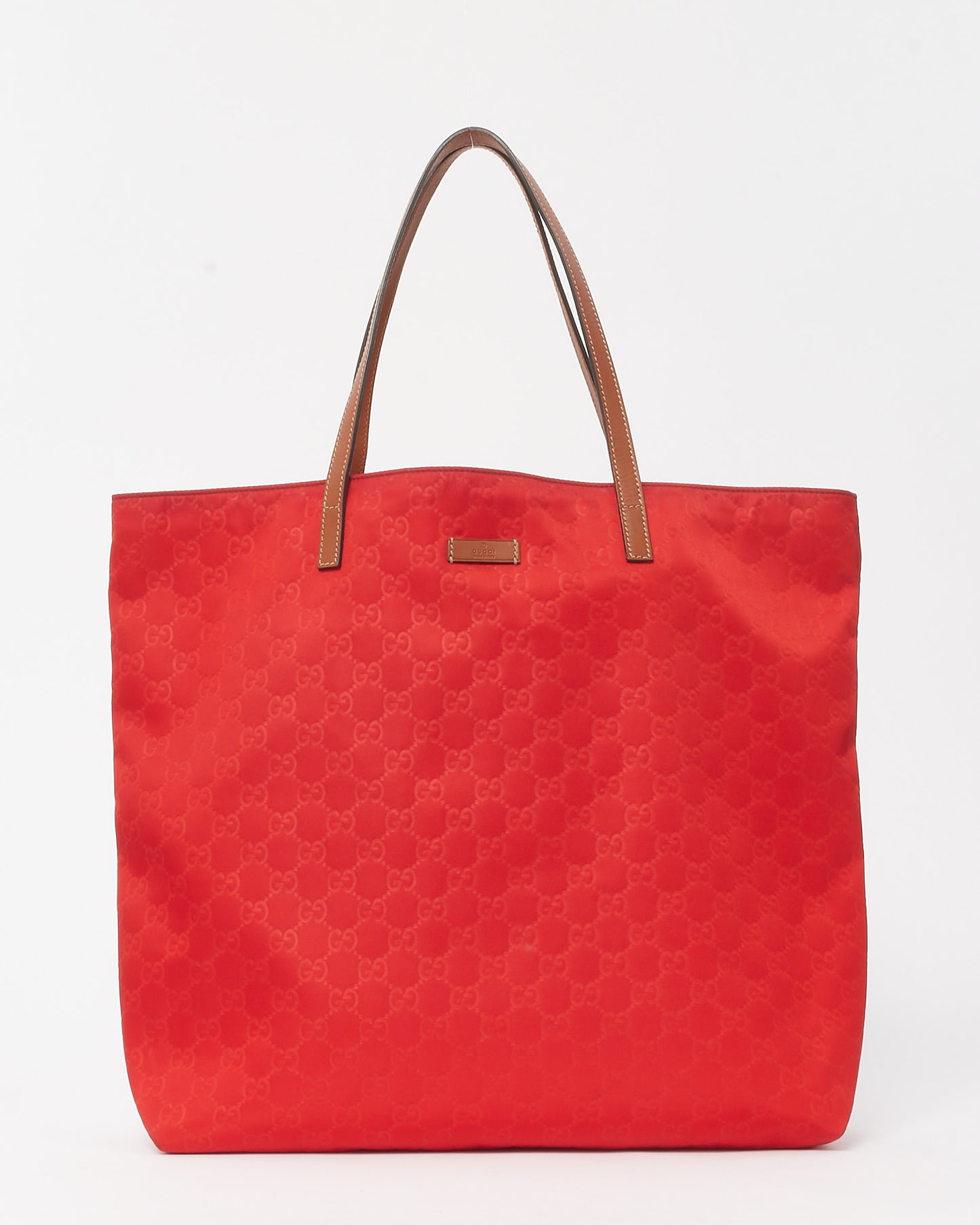 Gucci Red Monogram GG Nylon Large Tote Bag