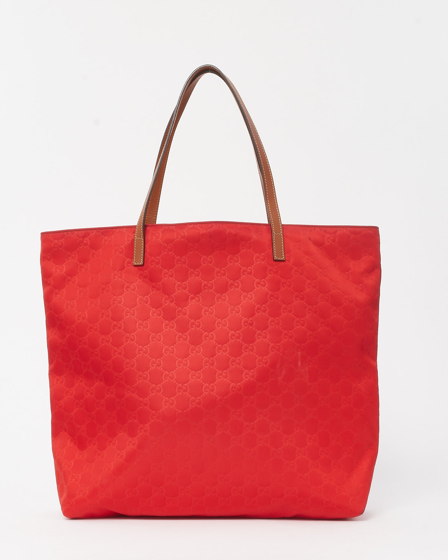 Gucci Red Monogram GG Nylon Large Tote Bag