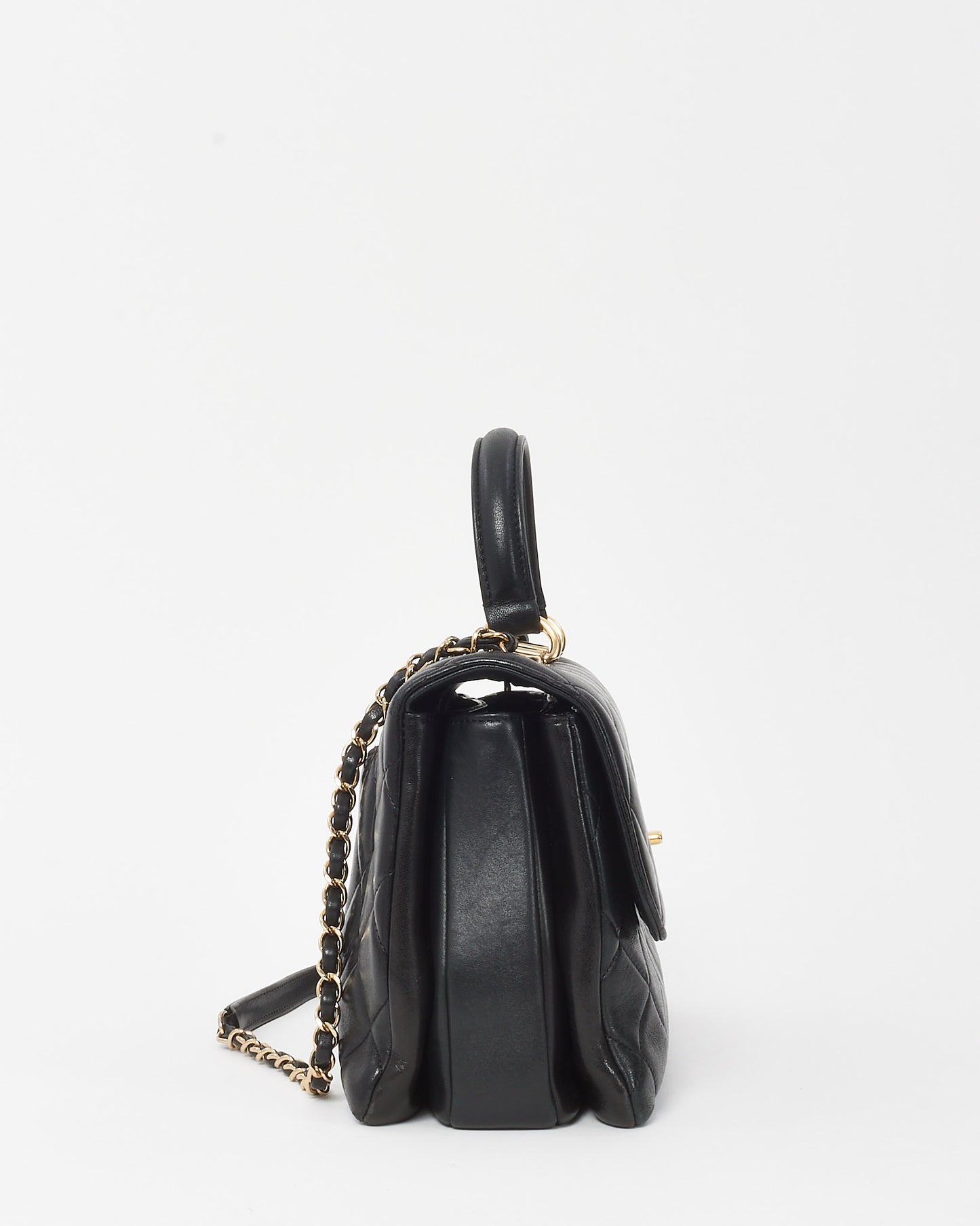 Chanel Black Quilted Lambskin Leather Medium Trendy CC Flap Top Handle Bag