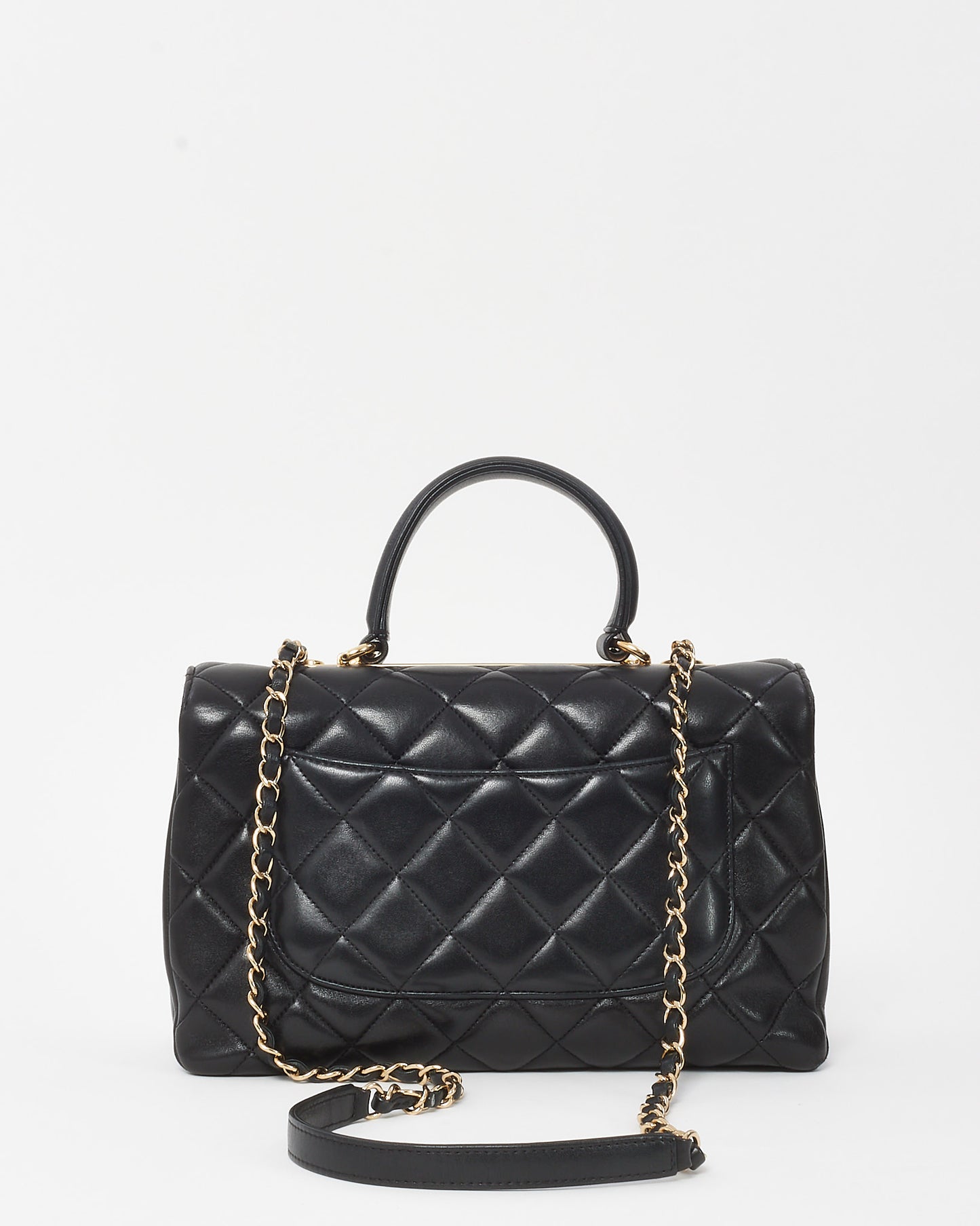 Chanel Black Quilted Lambskin Leather Medium Trendy CC Flap Top Handle Bag