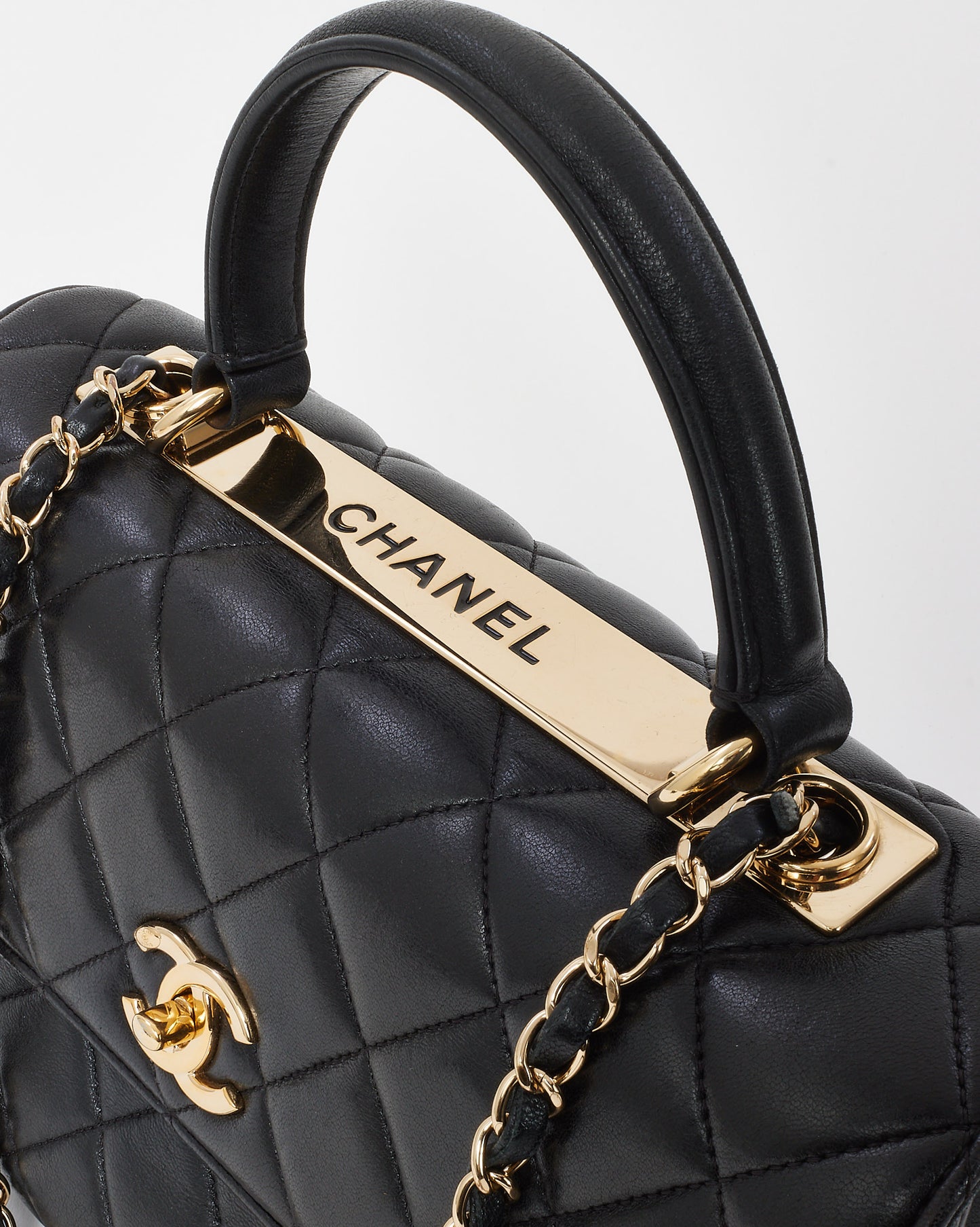 Chanel Black Quilted Lambskin Leather Medium Trendy CC Flap Top Handle Bag