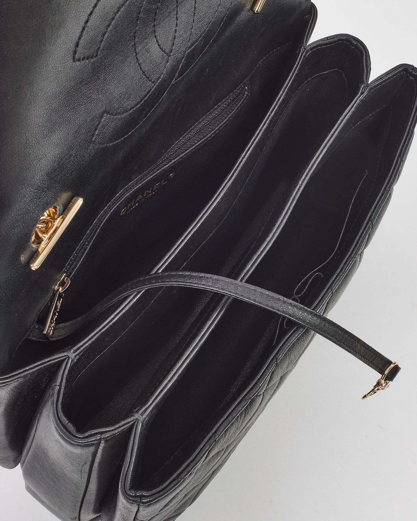 Chanel Black Quilted Lambskin Leather Medium Trendy CC Flap Top Handle Bag