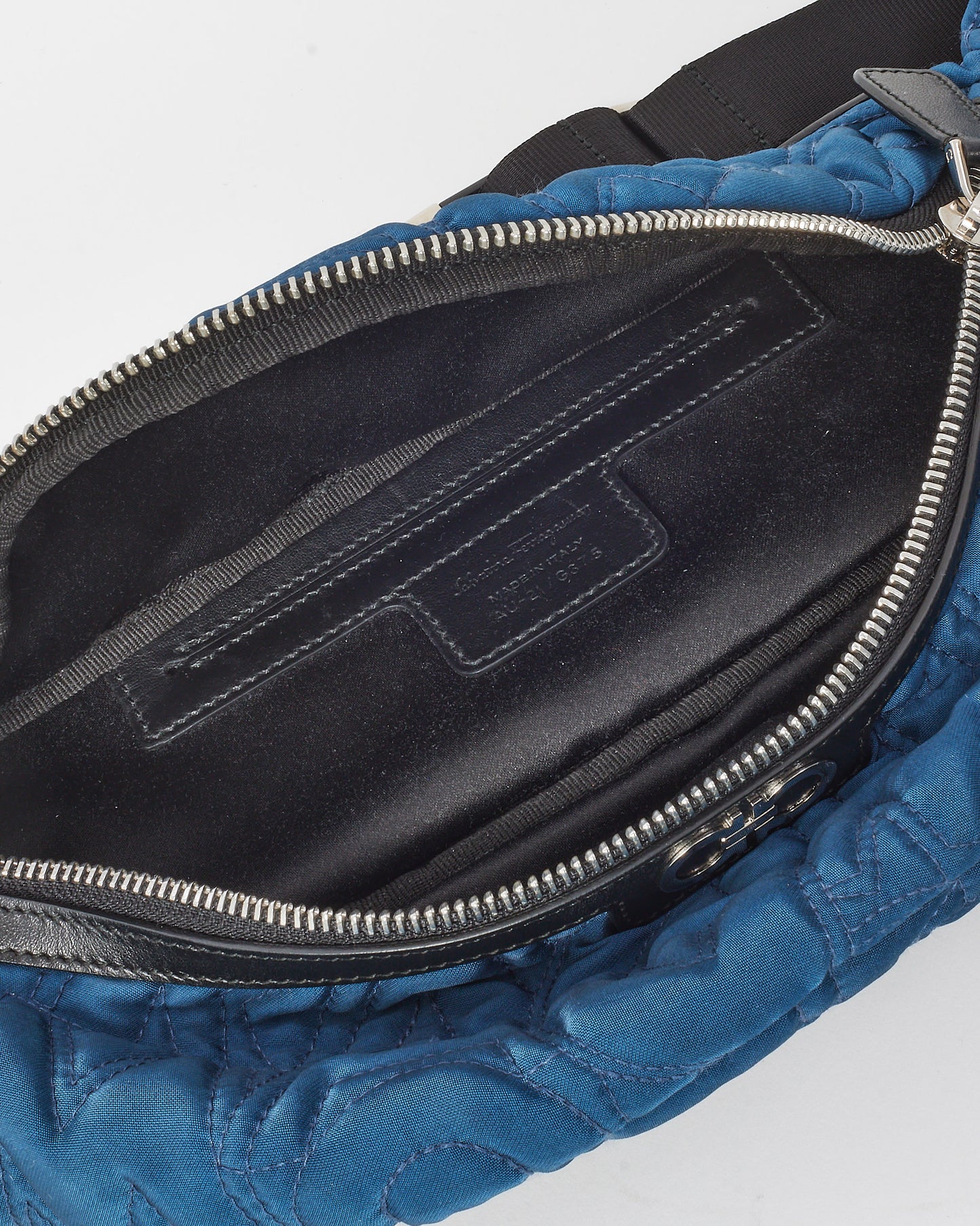 Salvatore Ferragamo Navy Gancini Logo Embossed Nylon Belt Bag