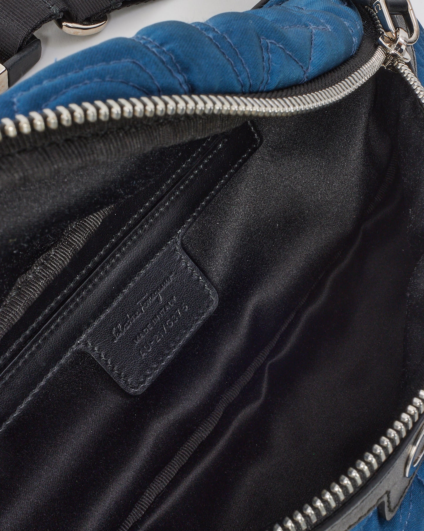 Salvatore Ferragamo Navy Gancini Logo Embossed Nylon Belt Bag