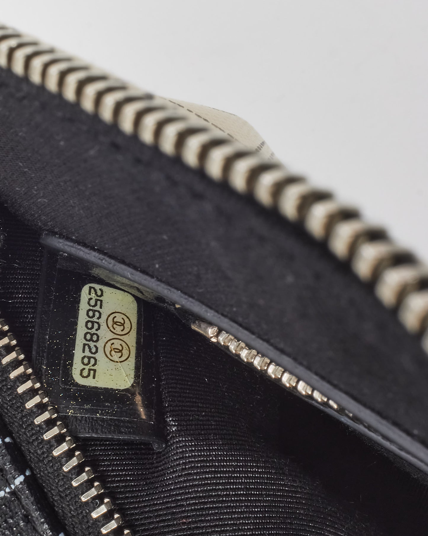 Chanel Black and White Coated Maxi Camellia O Case Wristlet Pouch