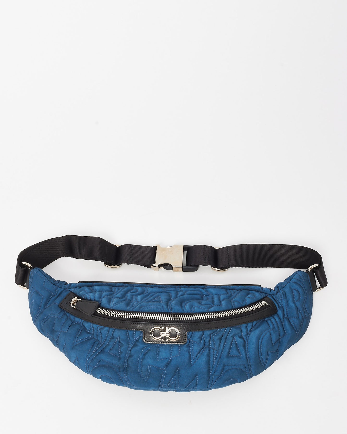 Salvatore Ferragamo Navy Gancini Logo Embossed Nylon Belt Bag