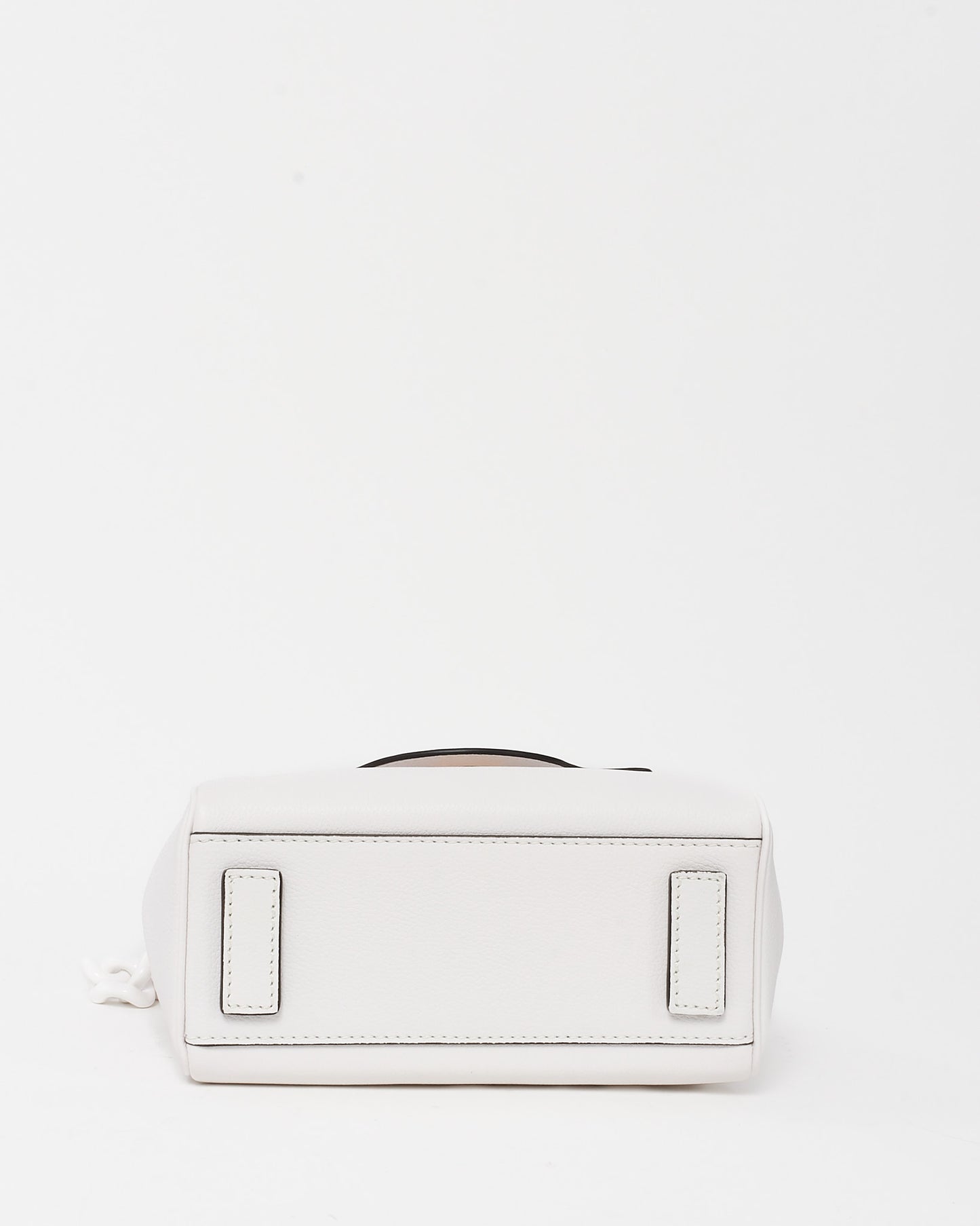 Versace White Grained Leather Tonal La Medusa Top Handle Bag