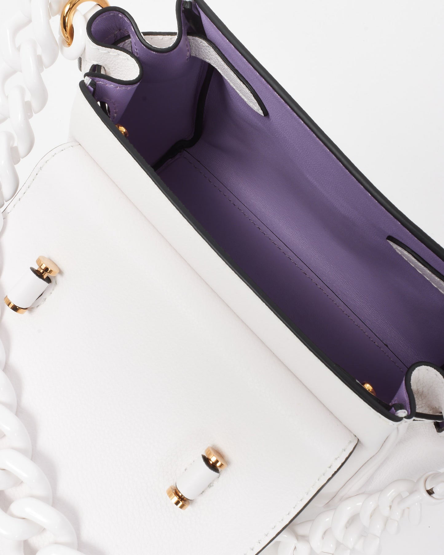 Versace White Grained Leather Tonal La Medusa Top Handle Bag