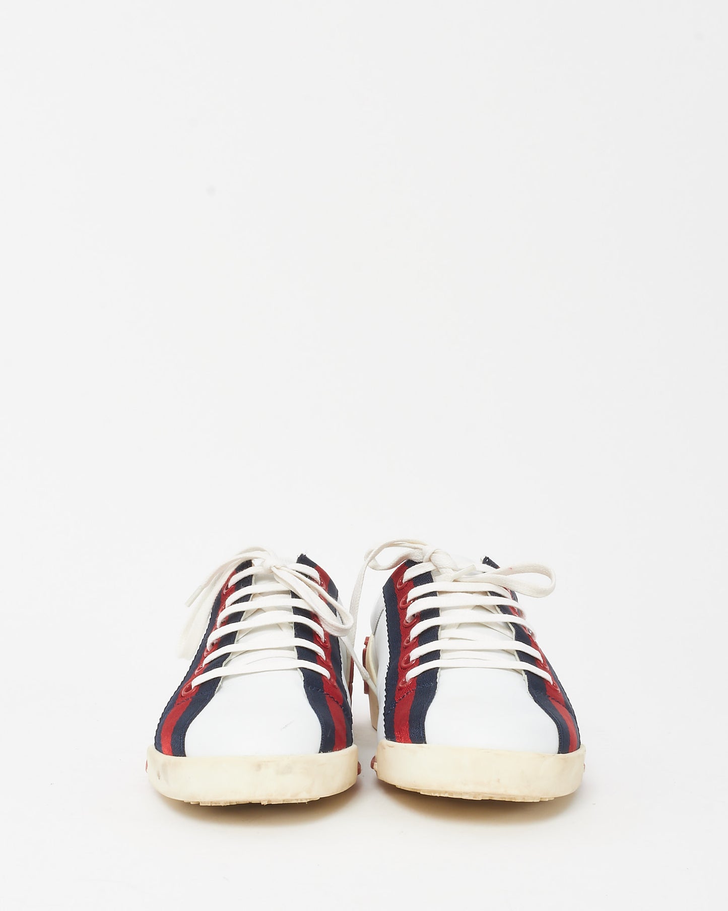 Gucci Men's White Leather Gucci Web Stripe Boulevard Sneakers - 9B MEN