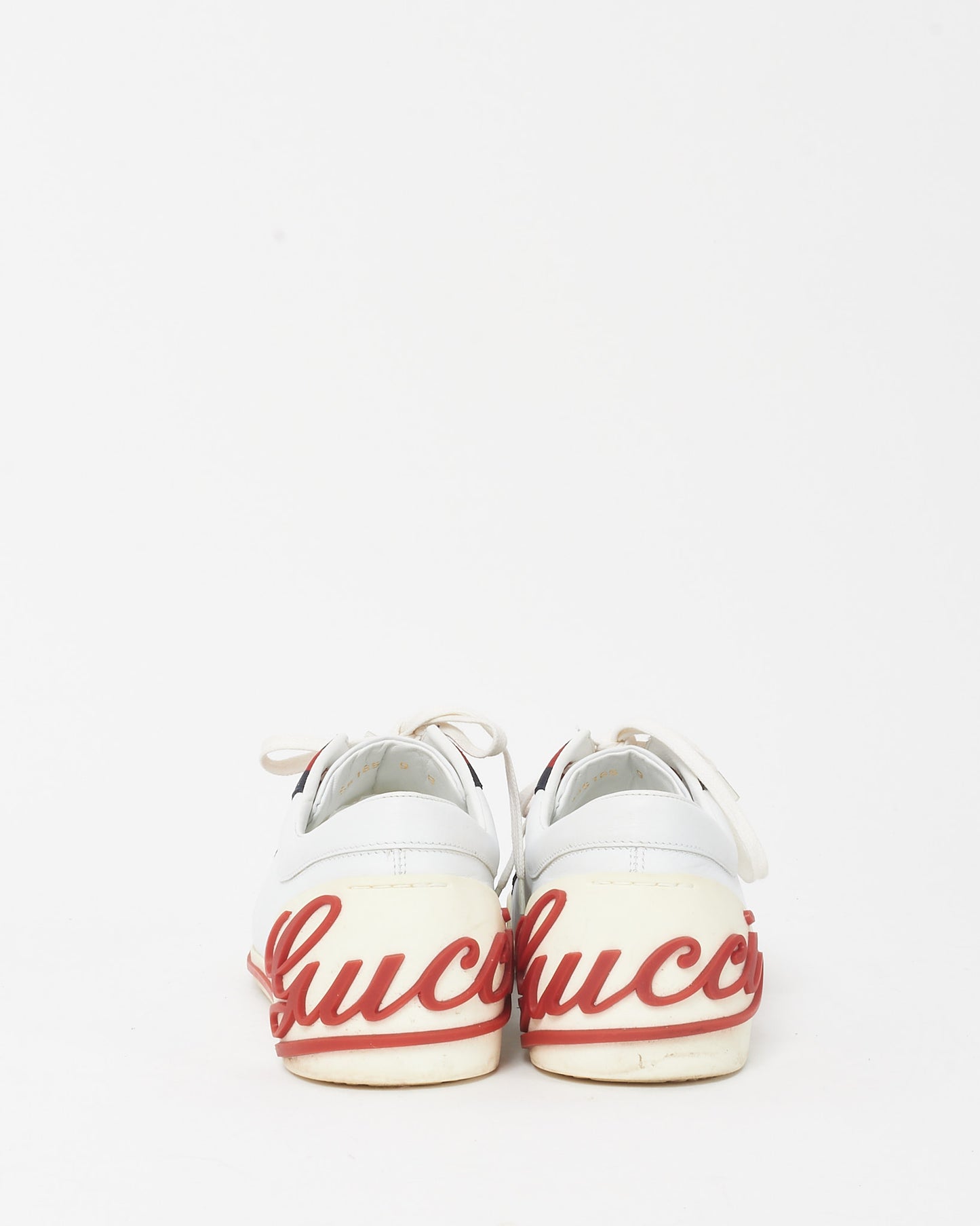 Gucci Men's White Leather Gucci Web Stripe Boulevard Sneakers - 9B MEN