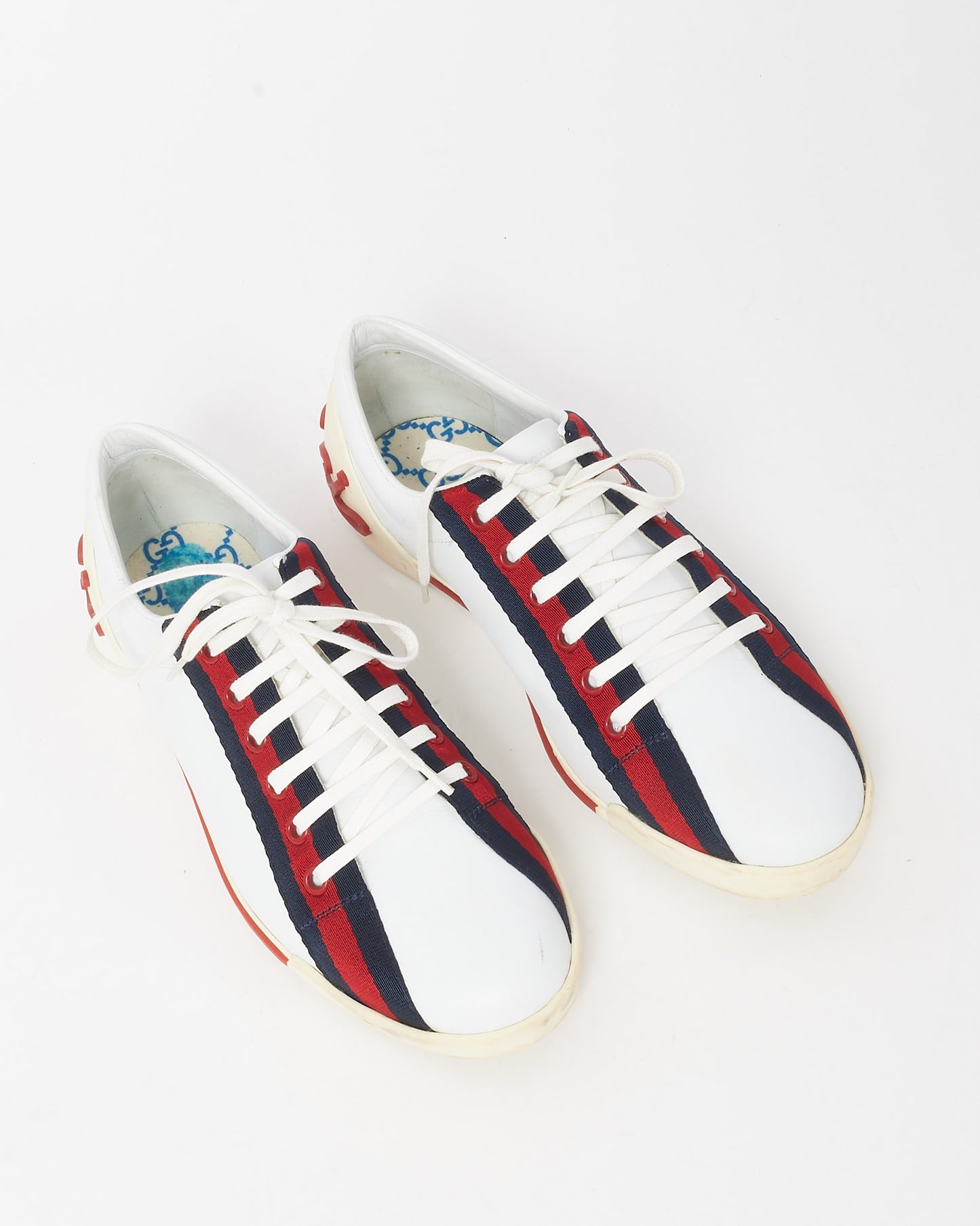 Gucci Men's White Leather Gucci Web Stripe Boulevard Sneakers - 9B MEN