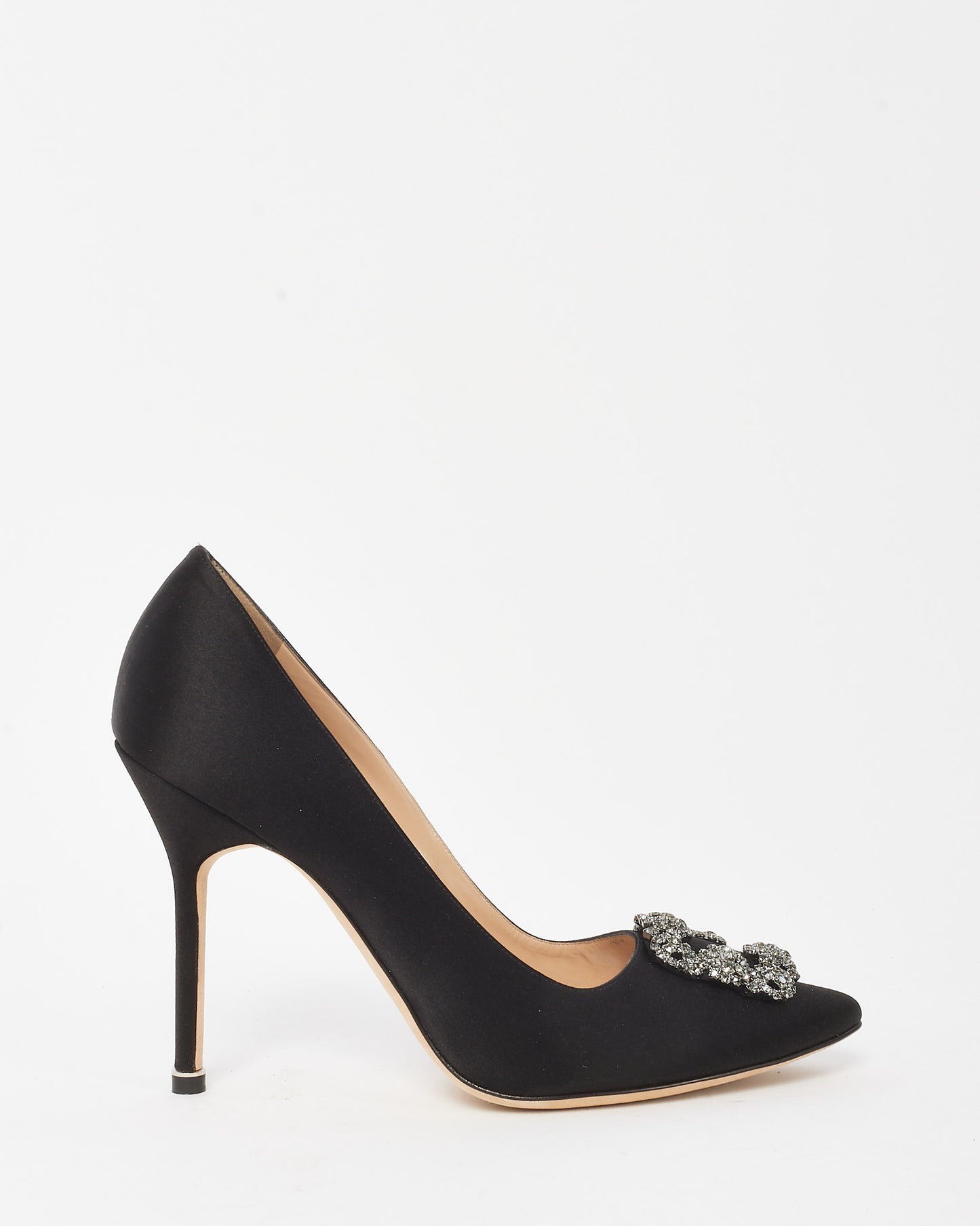 Manolo Blahnik Black Satin Jewel Buckle Hangisi Pumps - 40