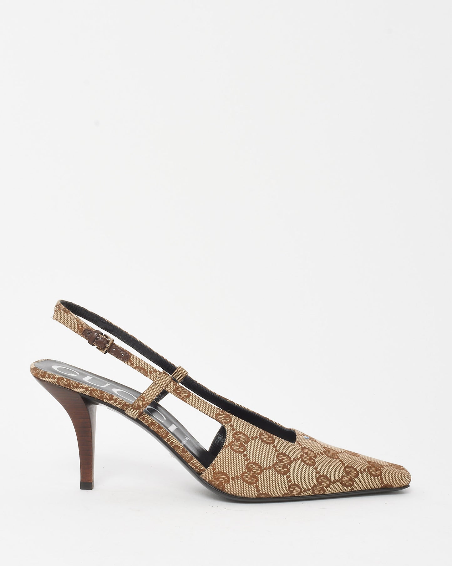Gucci Beige and Ebony Original GG Monogram Canvas Slingback Pumps - 40