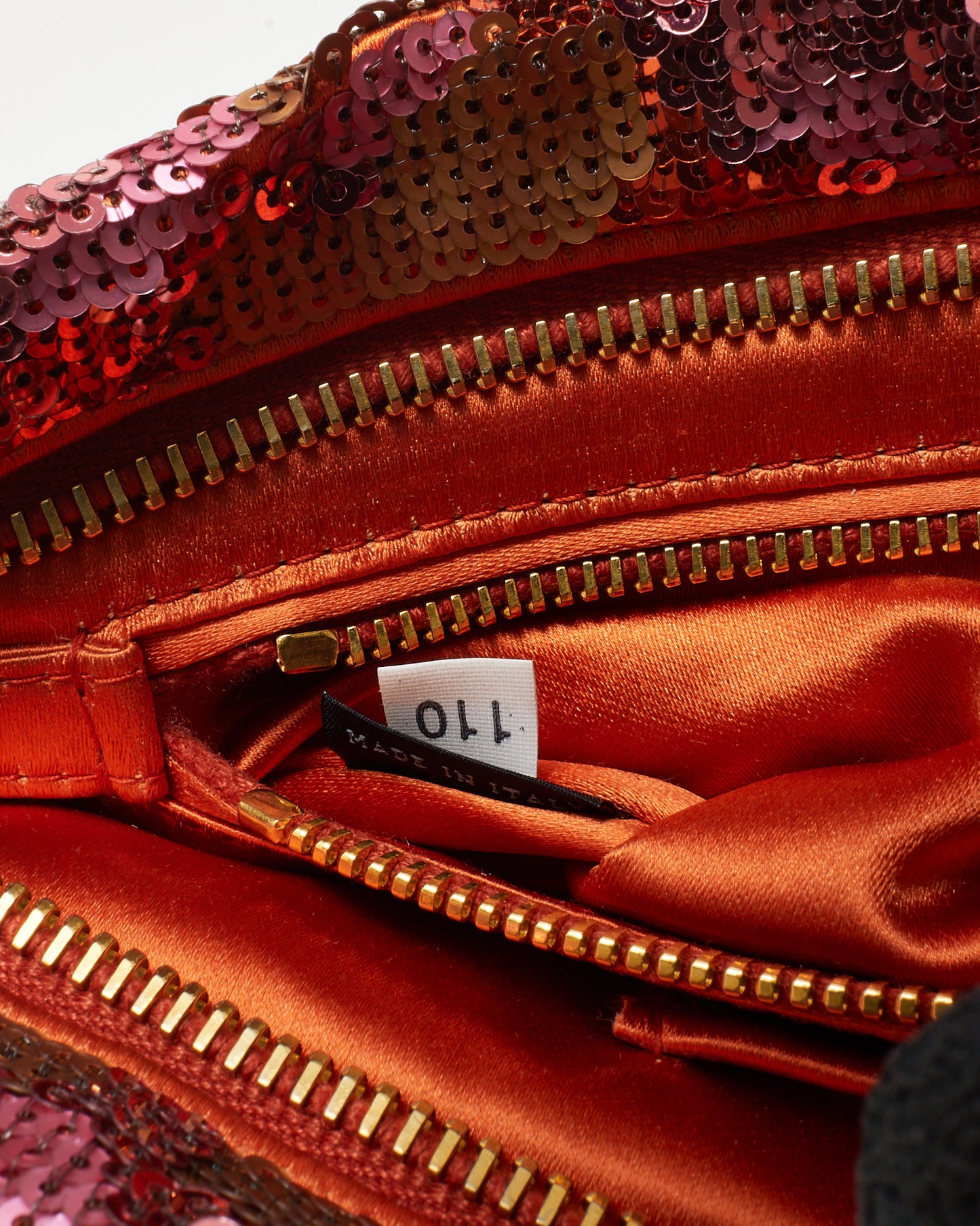 Prada Metallic Pink/Orange/Multi Geranio Paillettes Small Zip Pouch Clutch Bag