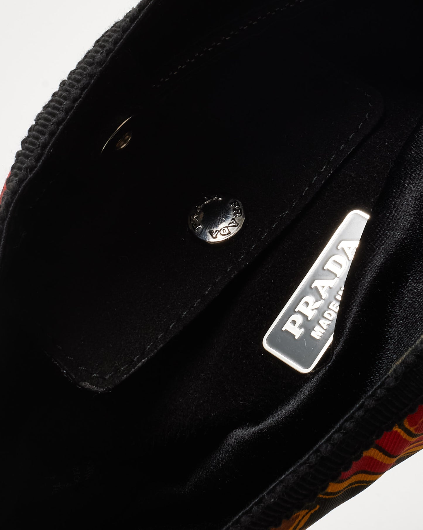 Prada Black Red Multi Twill Tulipano Satin Mini Shoulder Bag