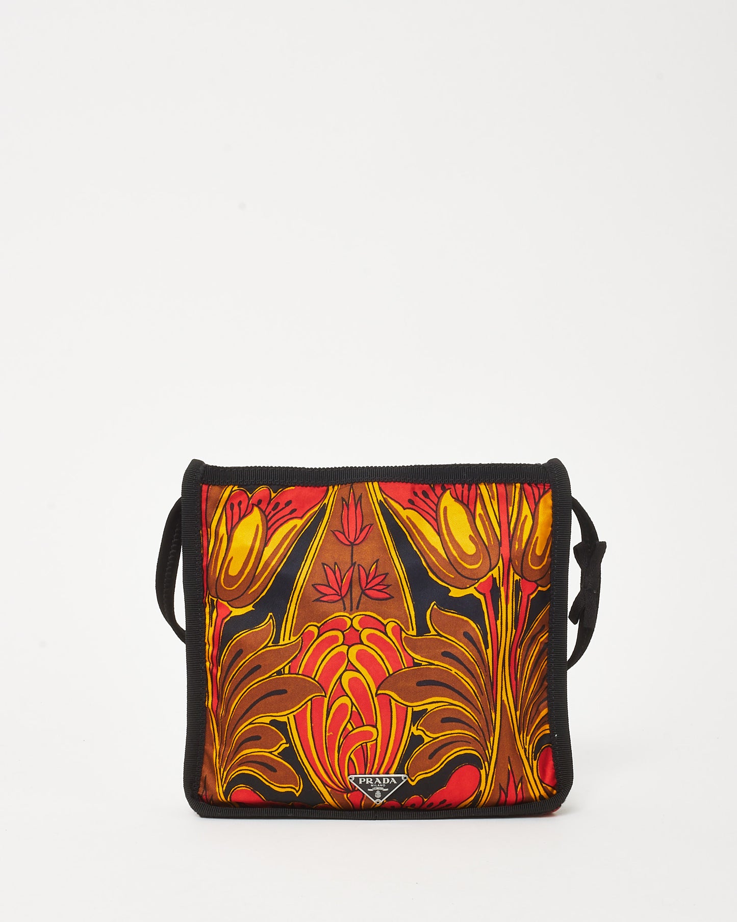 Prada Black Red Multi Twill Tulipano Satin Mini Shoulder Bag