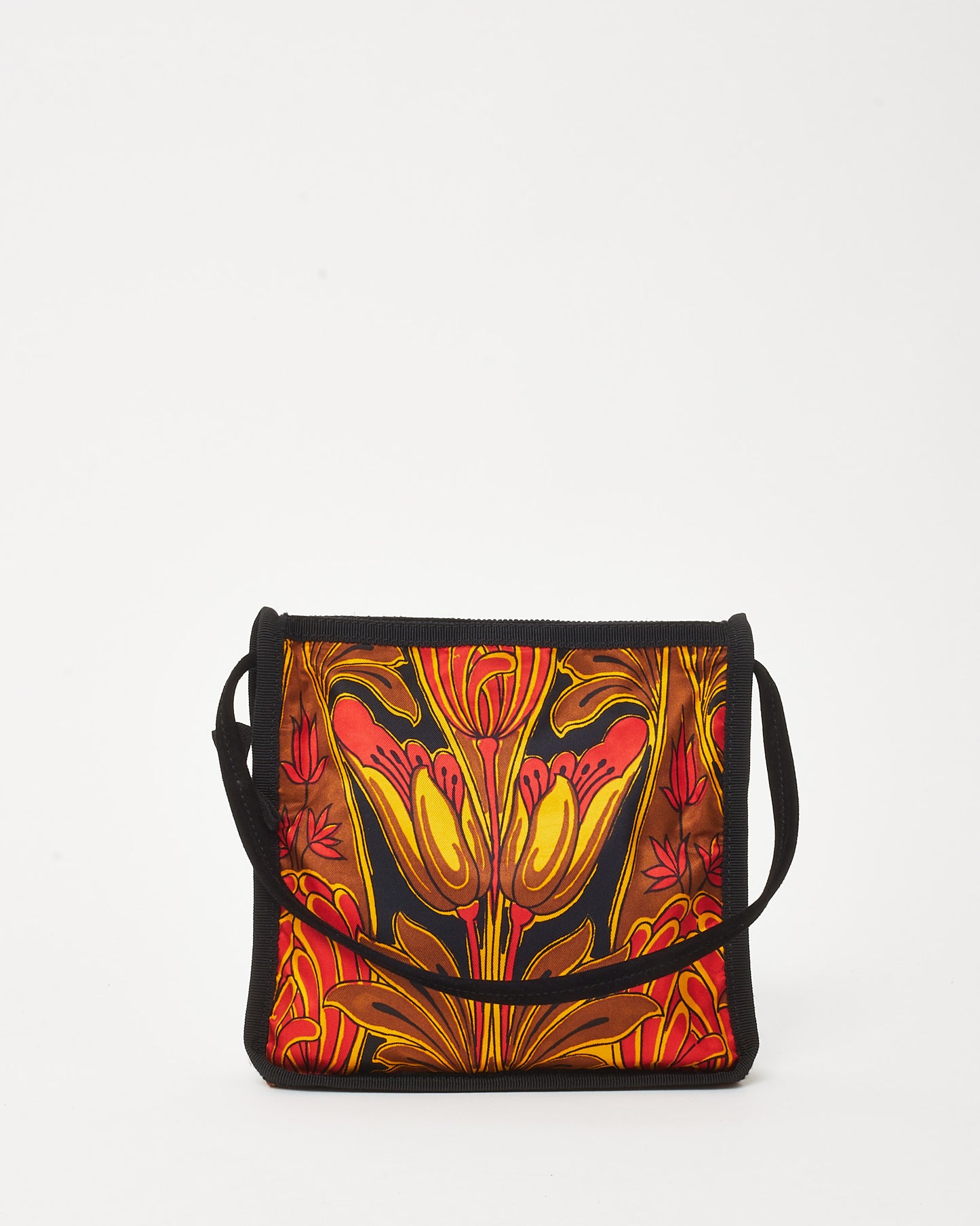 Prada Black Red Multi Twill Tulipano Satin Mini Shoulder Bag