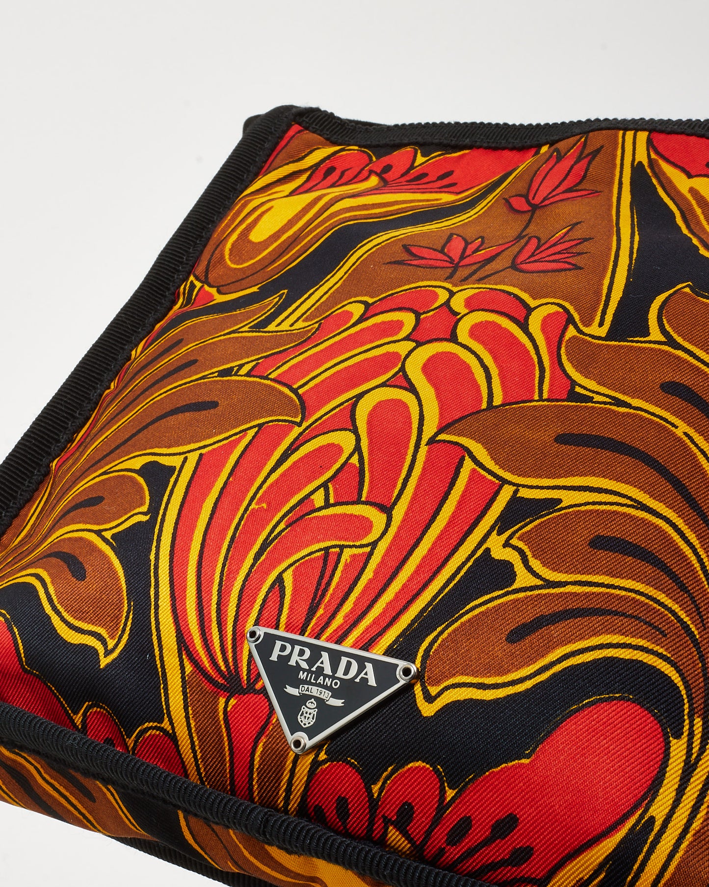 Prada Black Red Multi Twill Tulipano Satin Mini Shoulder Bag