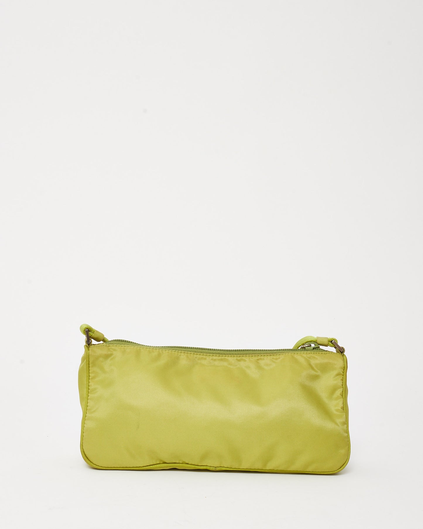 Prada Lime Green Vela Nylon Logo Baguette Shoulder Bag