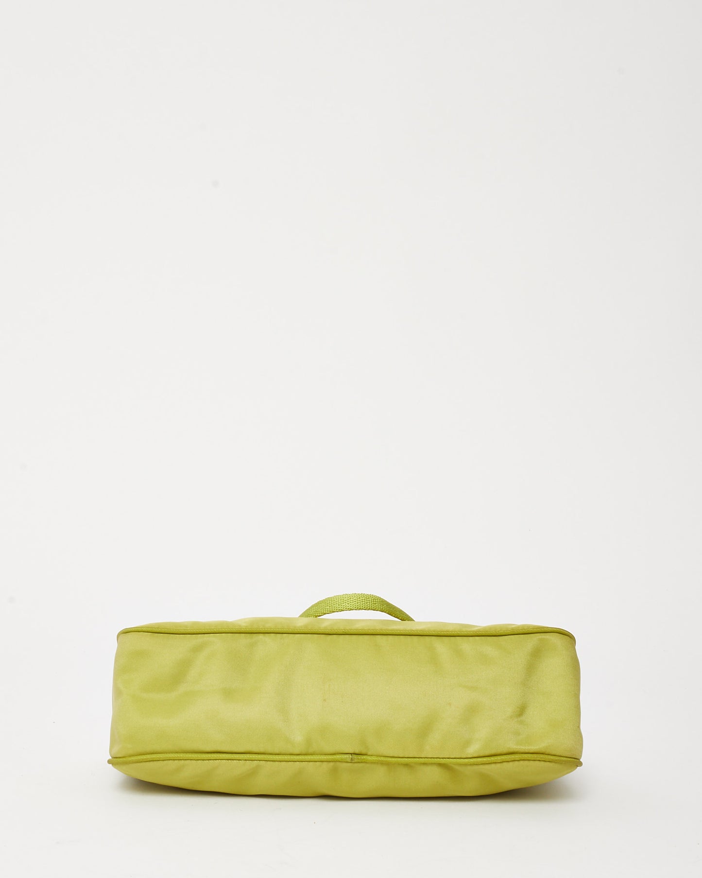 Prada Lime Green Vela Nylon Logo Baguette Shoulder Bag