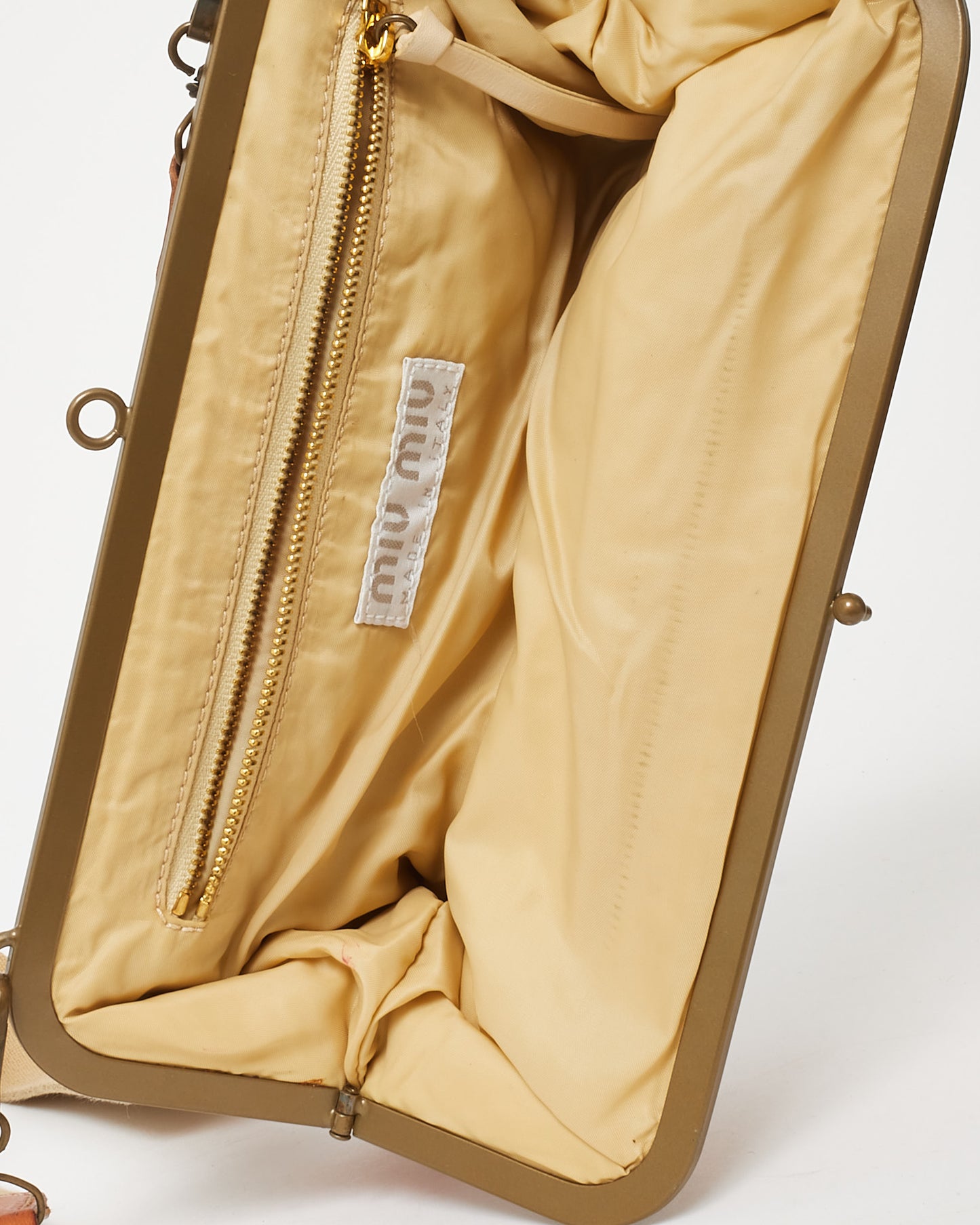 Miu Miu Vintage Orange/Beige/Brown 70's Brick Pattern Leather Clutch with Strap