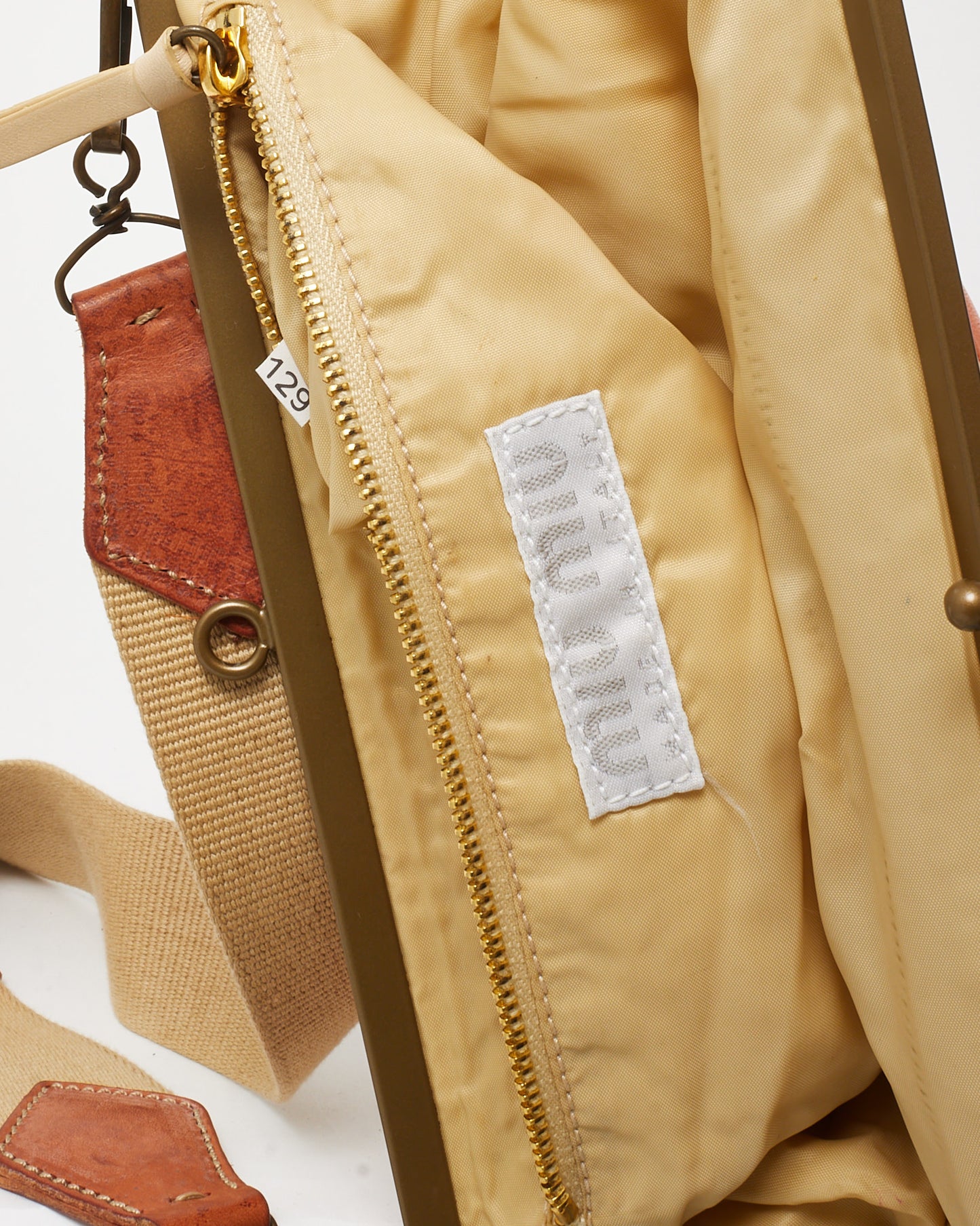 Miu Miu Vintage Orange/Beige/Brown 70's Brick Pattern Leather Clutch with Strap