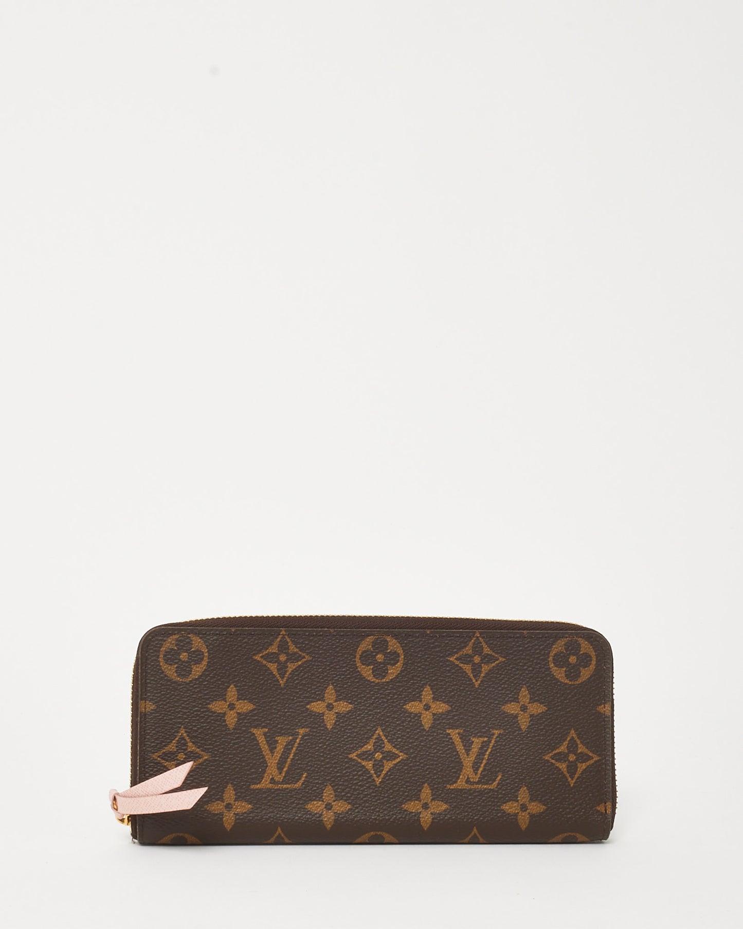 Louis Vuitton Monogram Canvas and Pink Rose Ballerine Leather Clemence Zippy Wallet