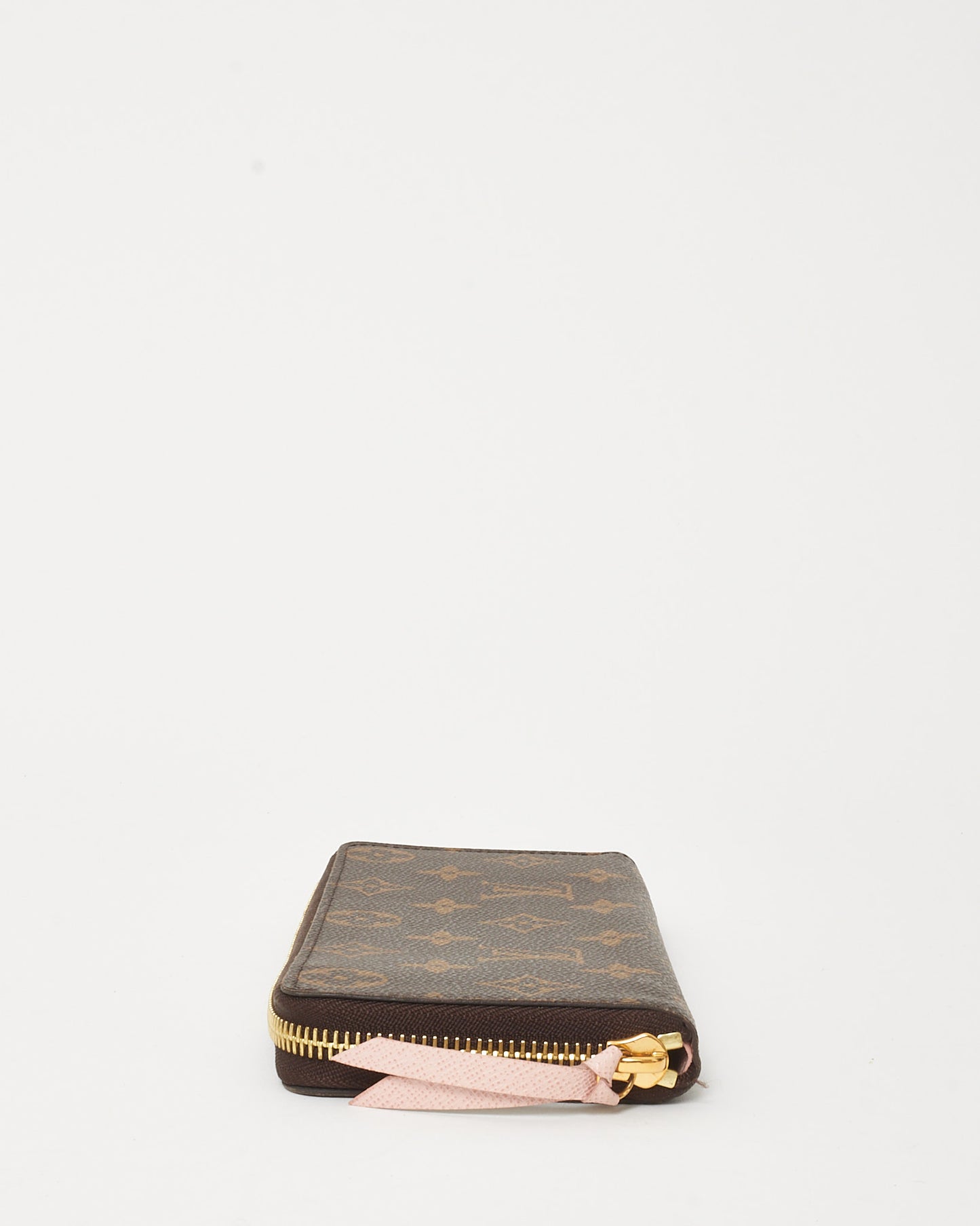 Louis Vuitton Monogram Canvas and Pink Rose Ballerine Leather Clemence Zippy Wallet