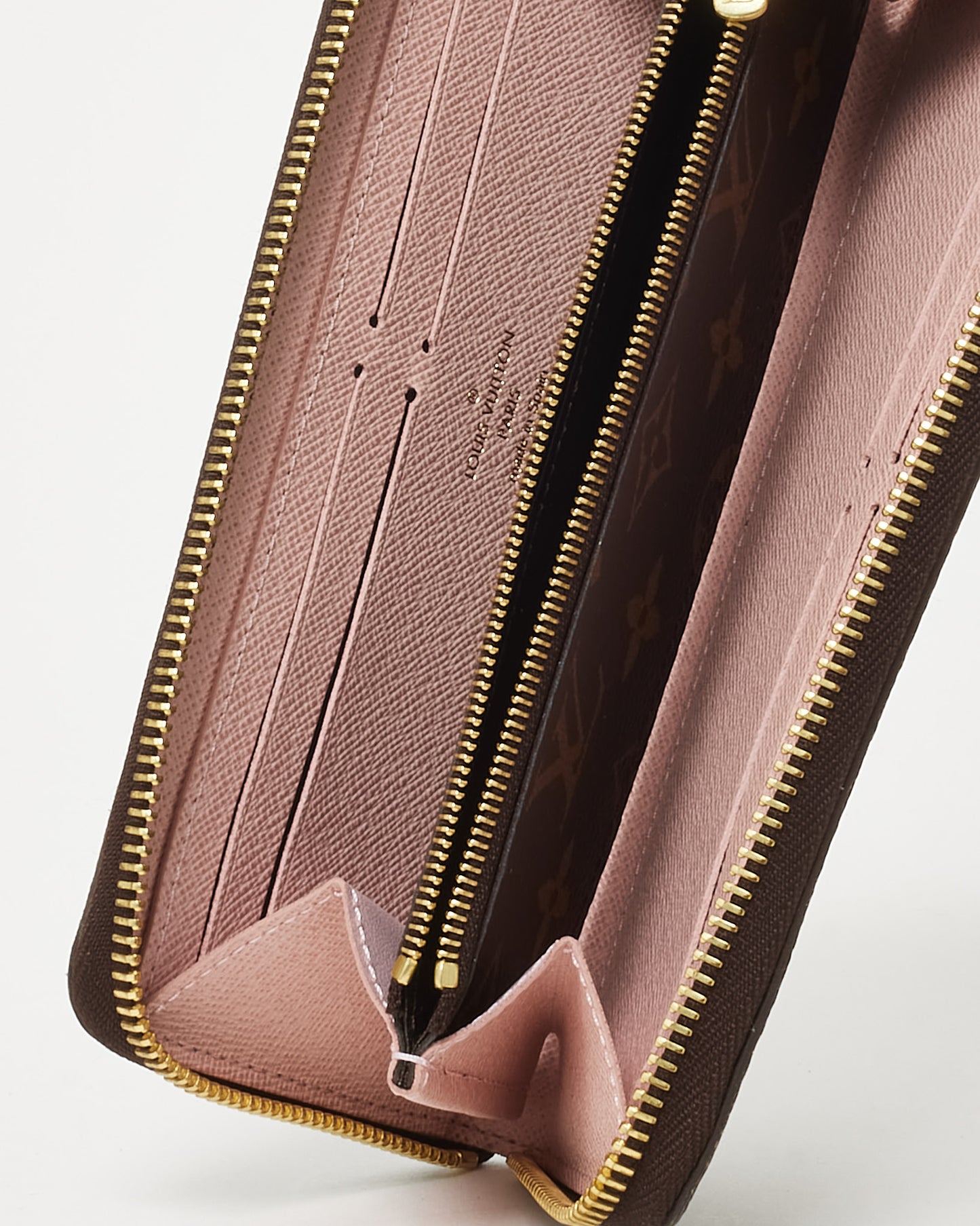 Louis Vuitton Monogram Canvas and Pink Rose Ballerine Leather Clemence Zippy Wallet