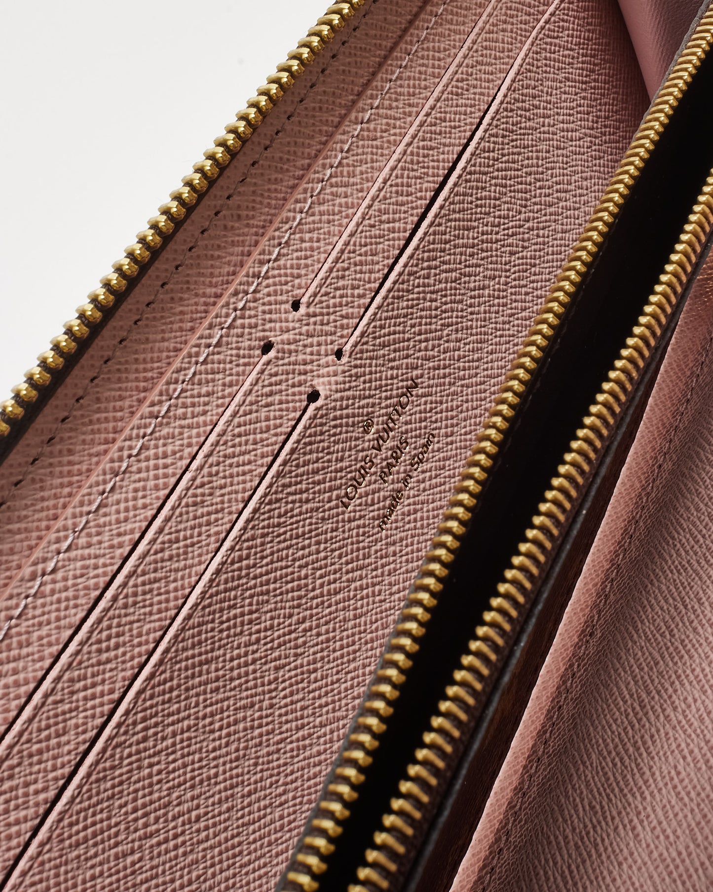 Louis Vuitton Monogram Canvas and Pink Rose Ballerine Leather Clemence Zippy Wallet