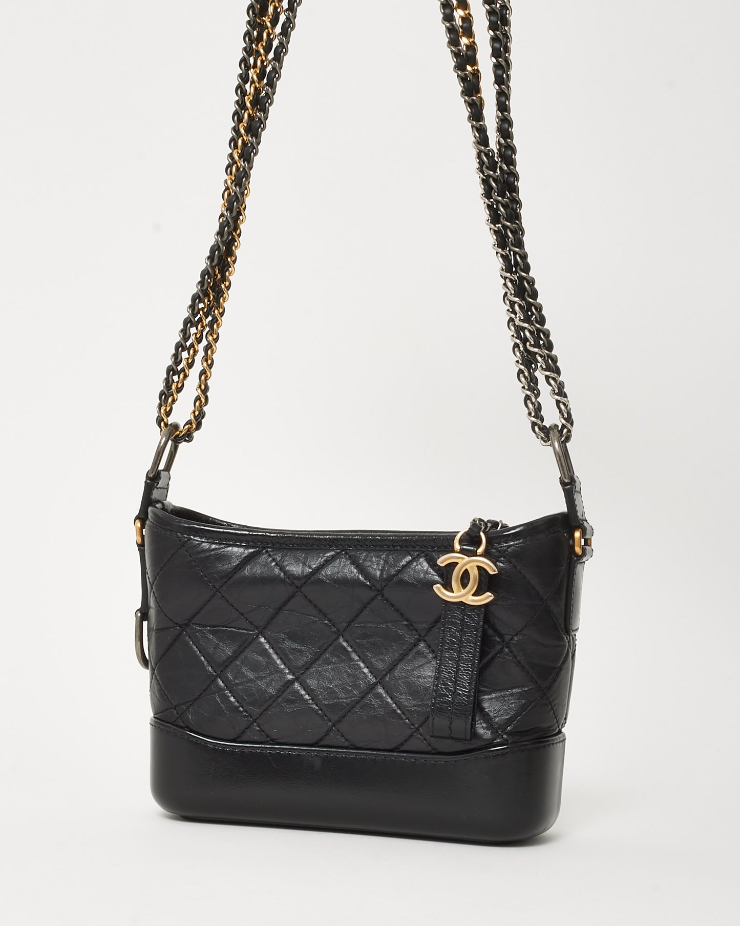 Chanel Black Quilted Leather Small Gabrielle Hobo Crossbody Bag