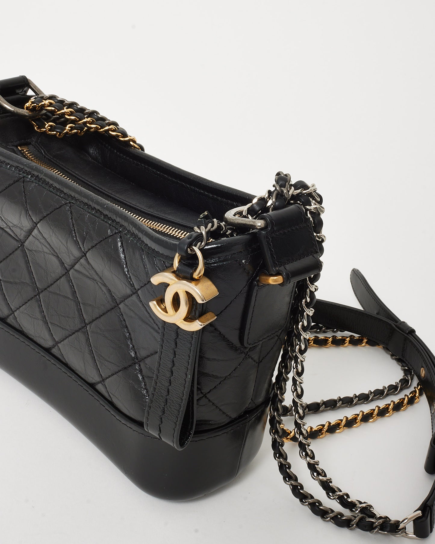 Chanel Black Quilted Leather Small Gabrielle Hobo Crossbody Bag