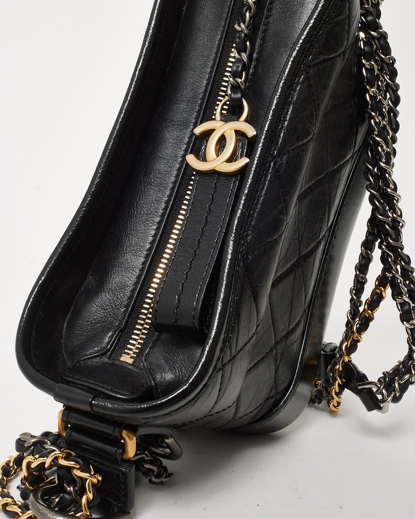 Chanel Black Quilted Leather Small Gabrielle Hobo Crossbody Bag